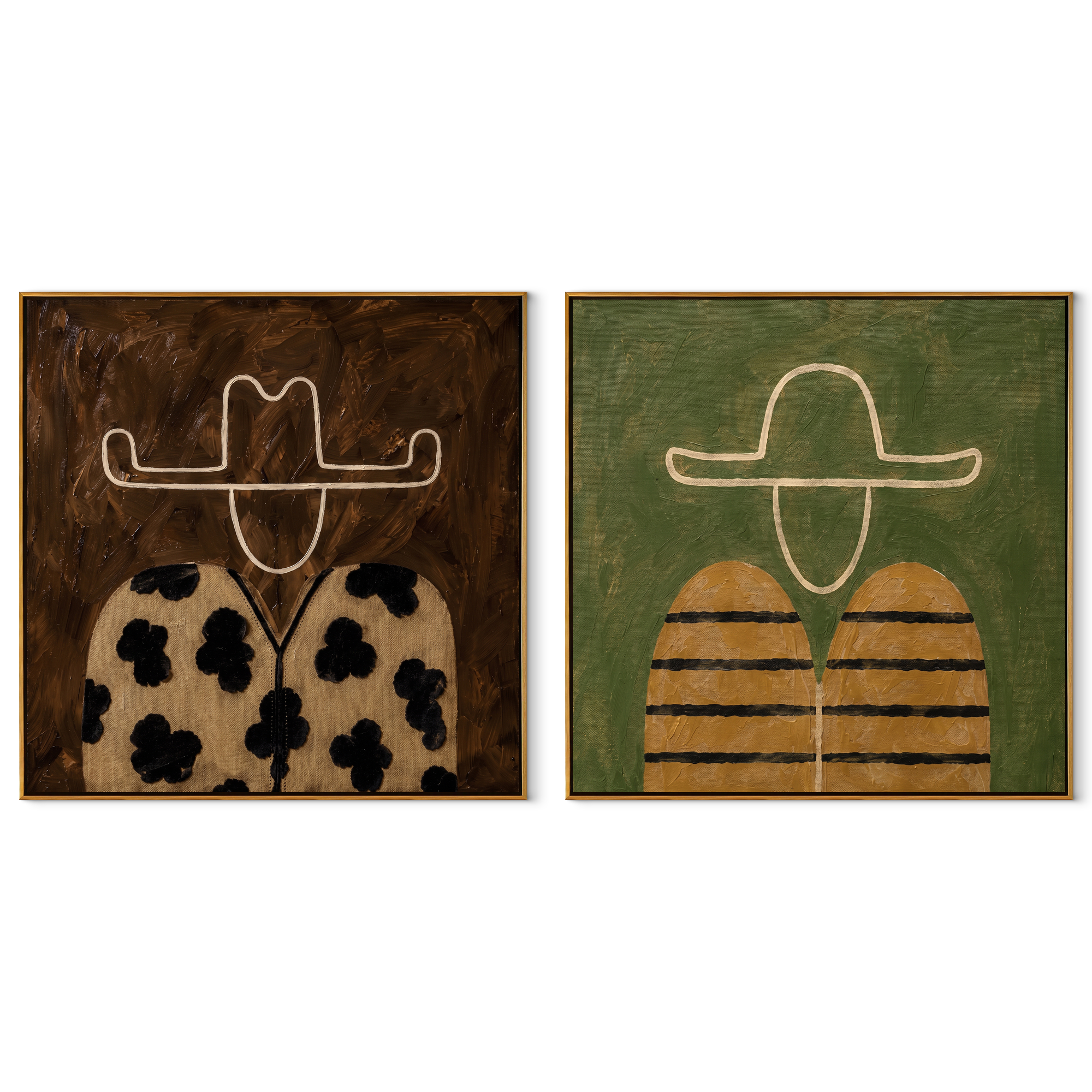 Spots And Stripes Ride set of two square canvas artworks on white
