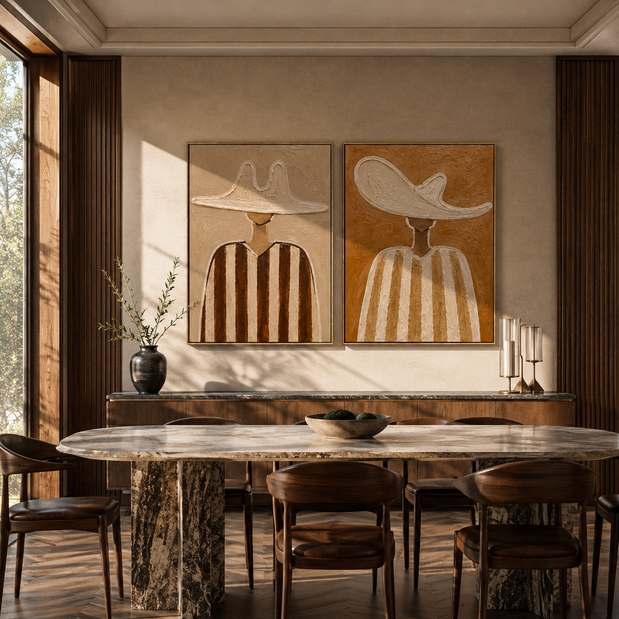 Earth Brims Stand Tall two-panel Western artwork with layered color