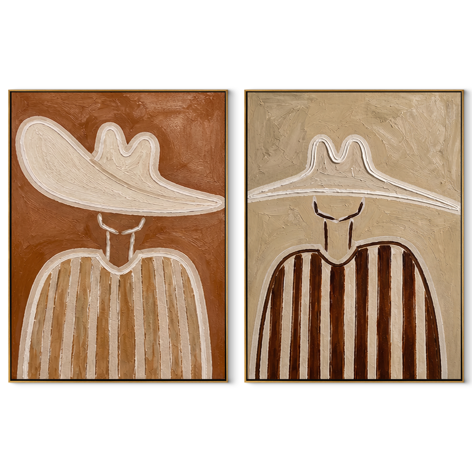 Soft Sombreros Hold Time set of two vertical canvas artworks on white