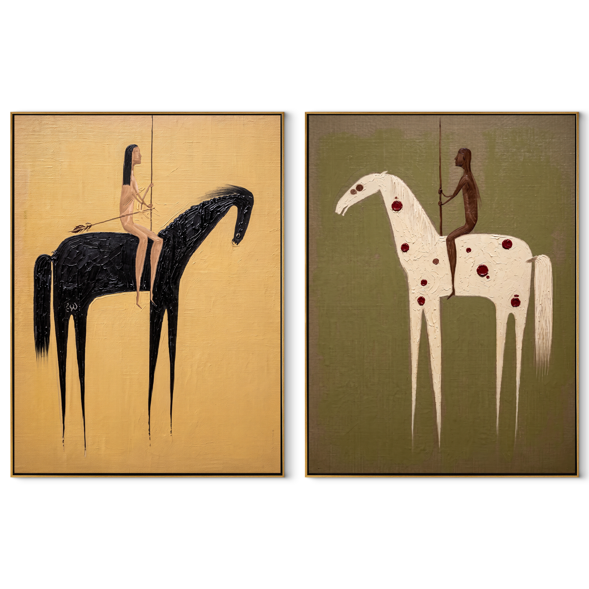 Black And White Ride set of two vertical canvas artworks on white