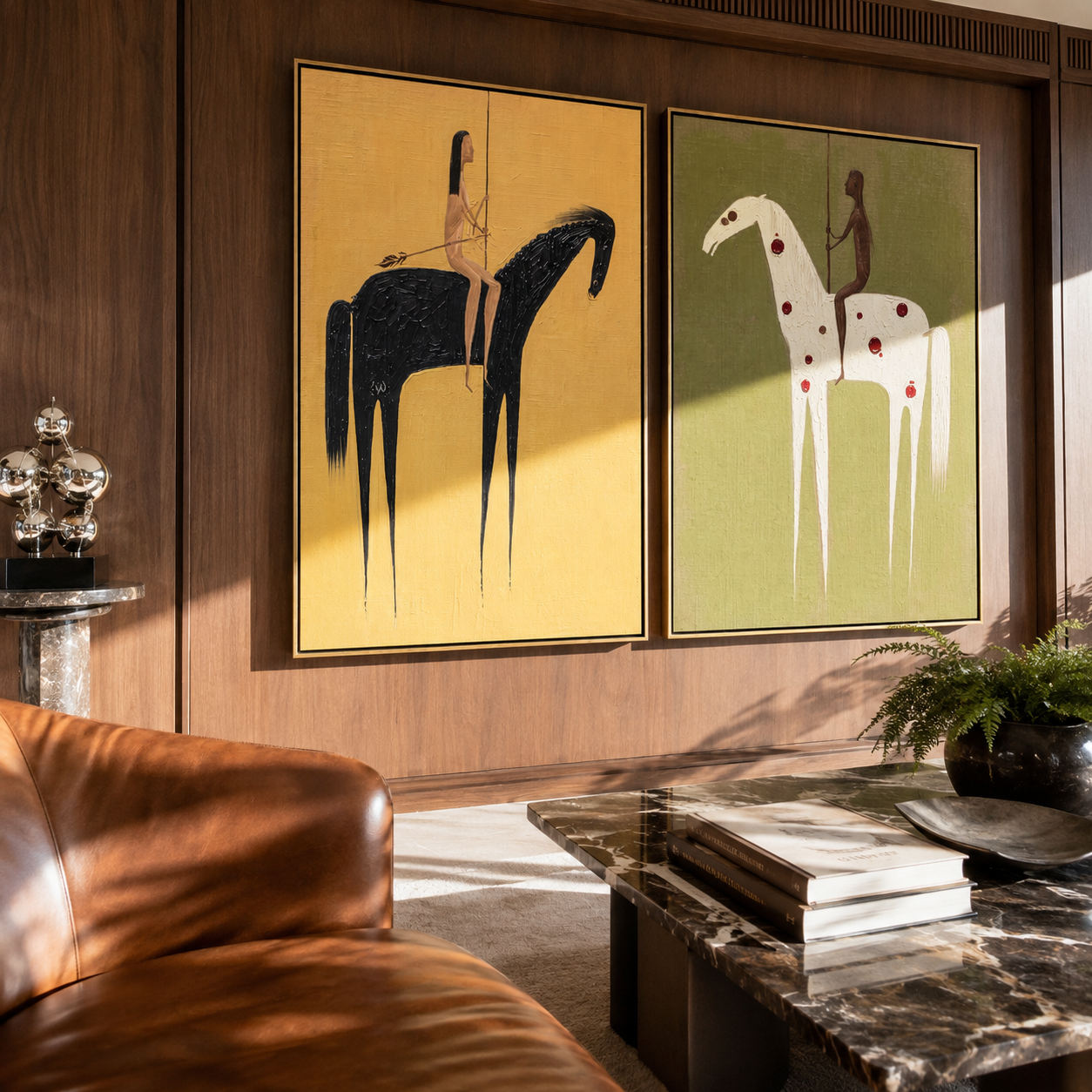 Black And White Ride two-panel Western artwork with layered color