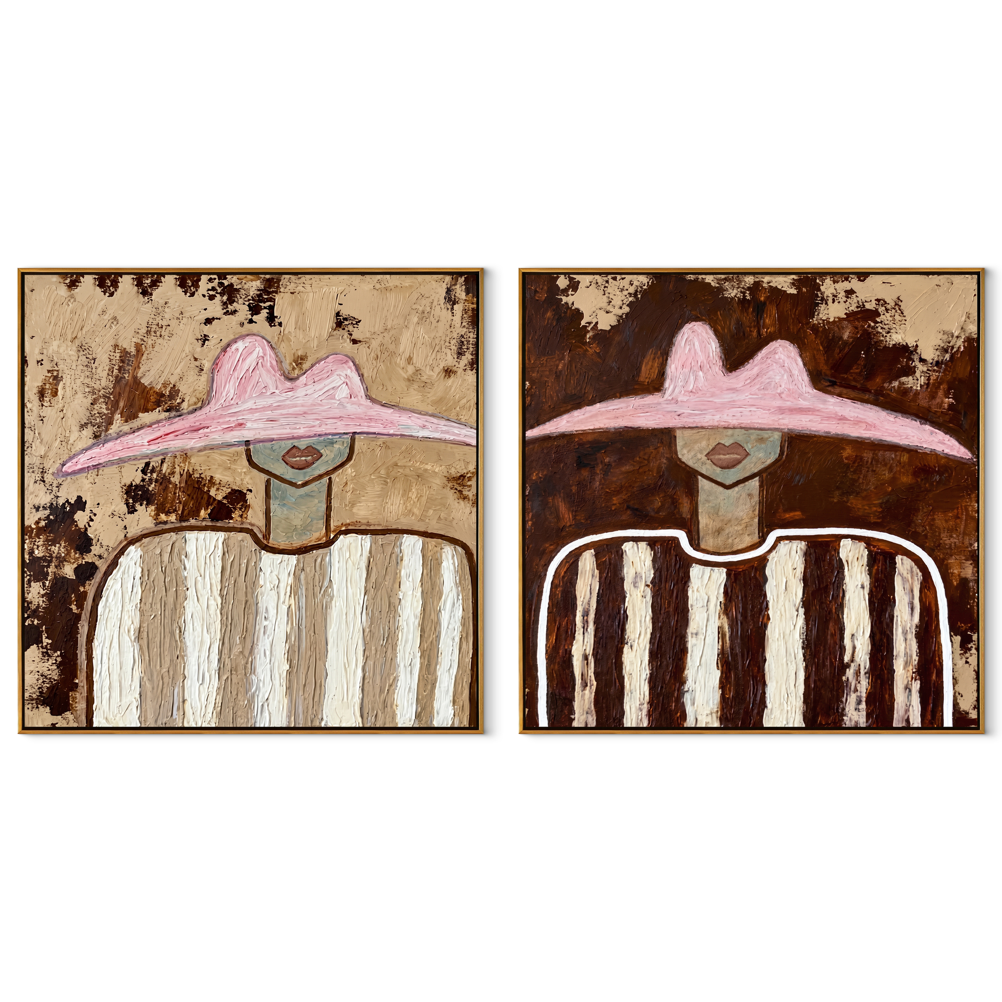 Rose Brims Weather Time set of two square canvas artworks on white