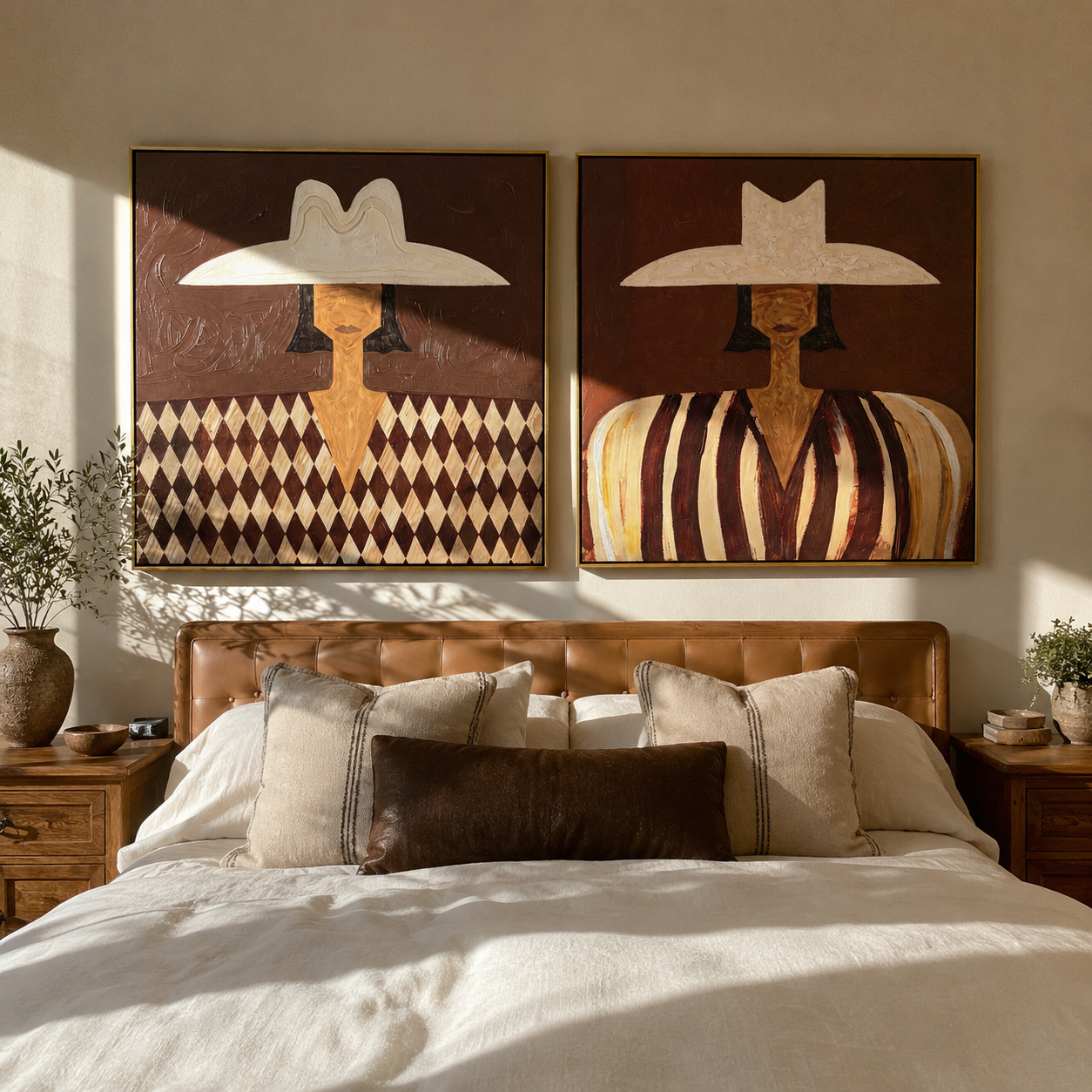 Diamond Shirts Meet Dust two-panel Western artwork with layered color