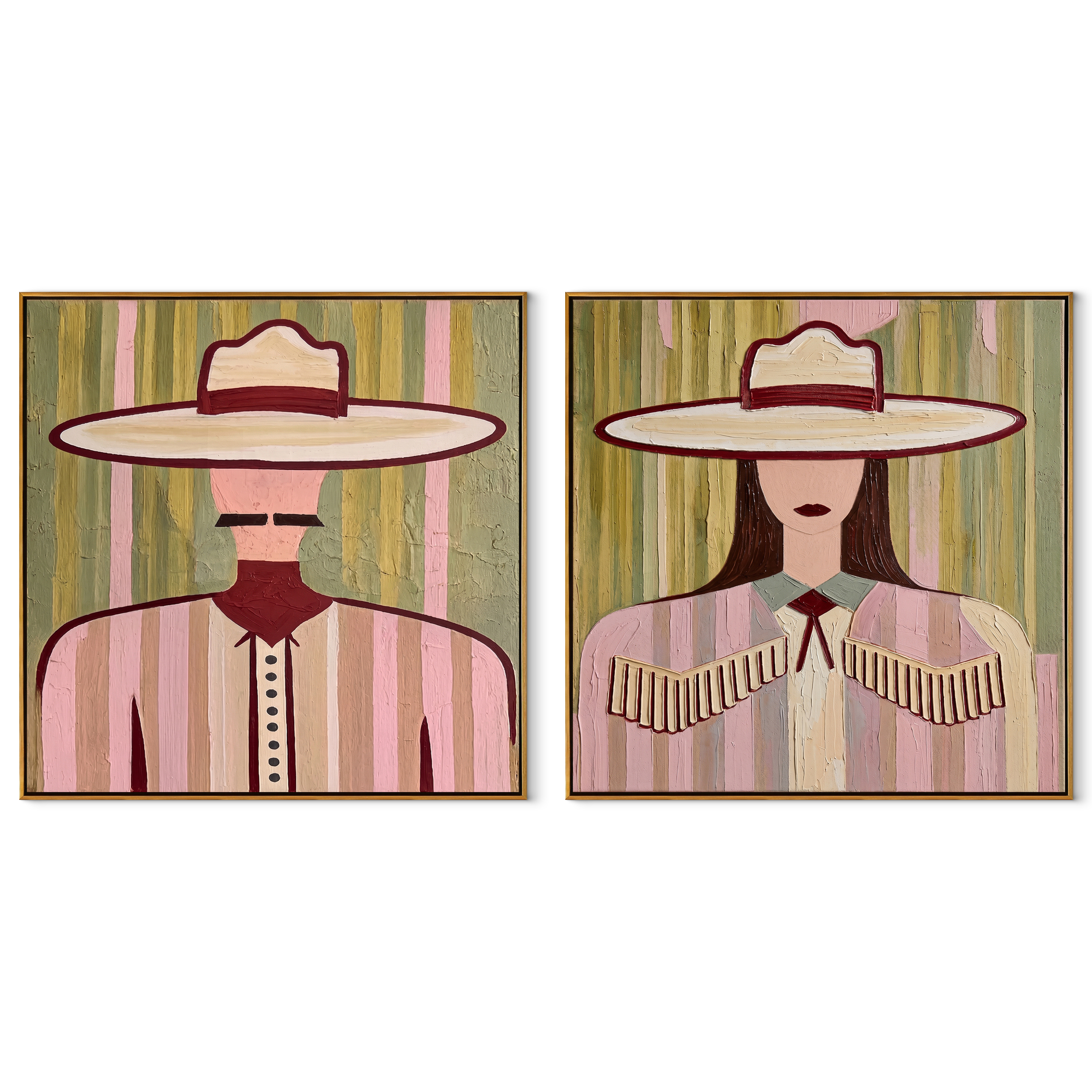 Pastel Brims Close Day set of two square canvas artworks on white