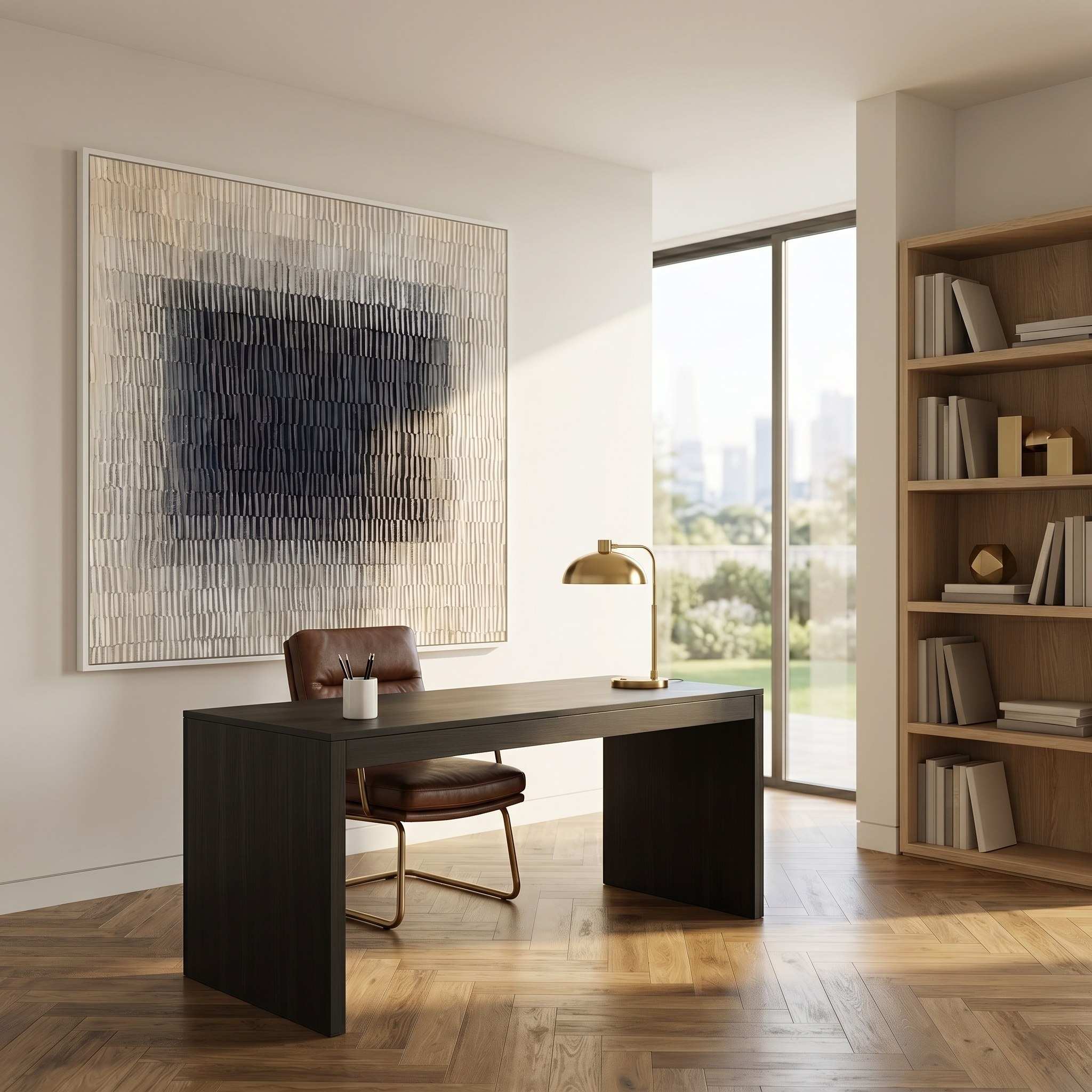 Deep Resonance – Minimalist Monochromatic Heavy Textured Array | Wabi-Sabi Square Hallway Art