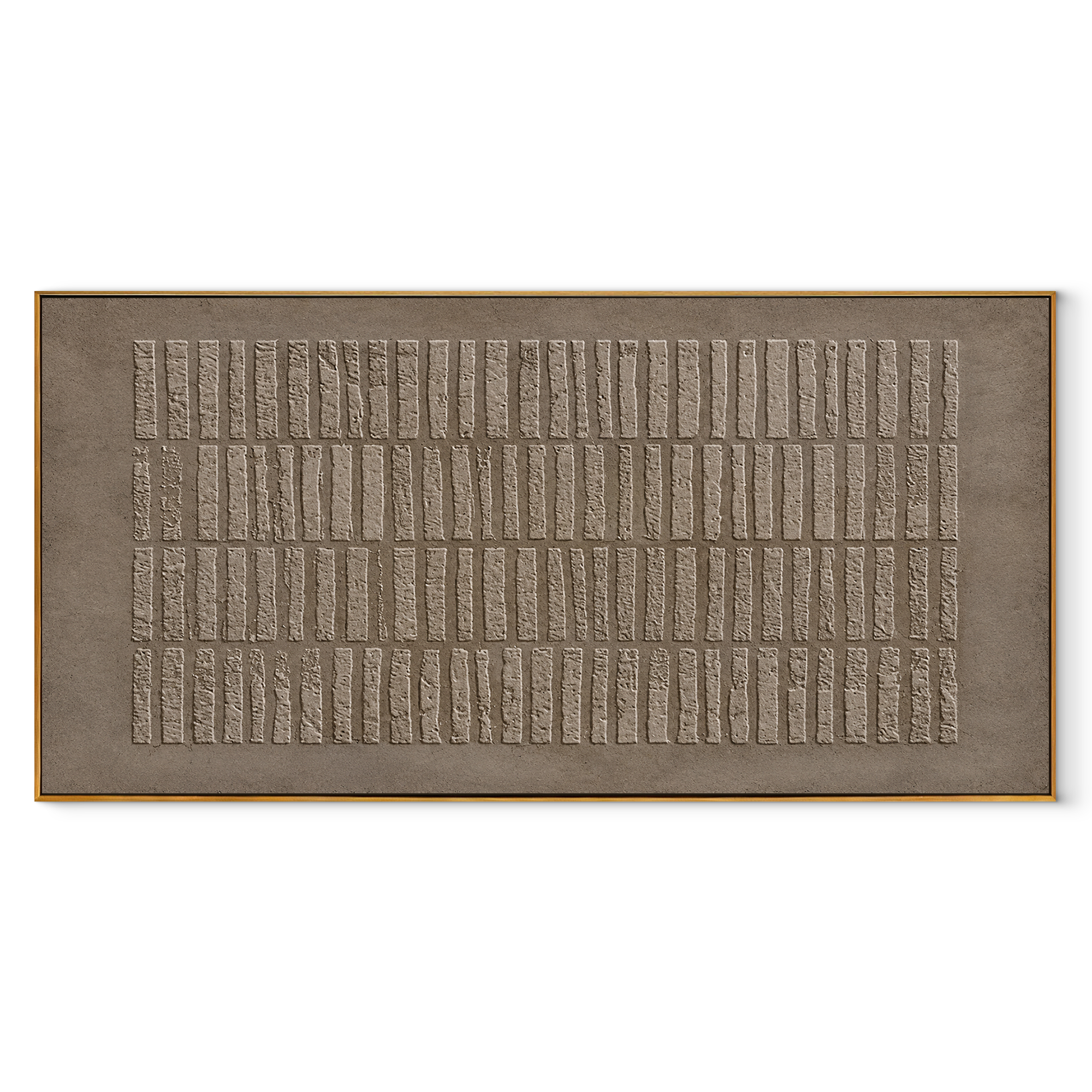 Weathered Stone Tablets framed panoramic canvas with wood frame, taupe relief art
