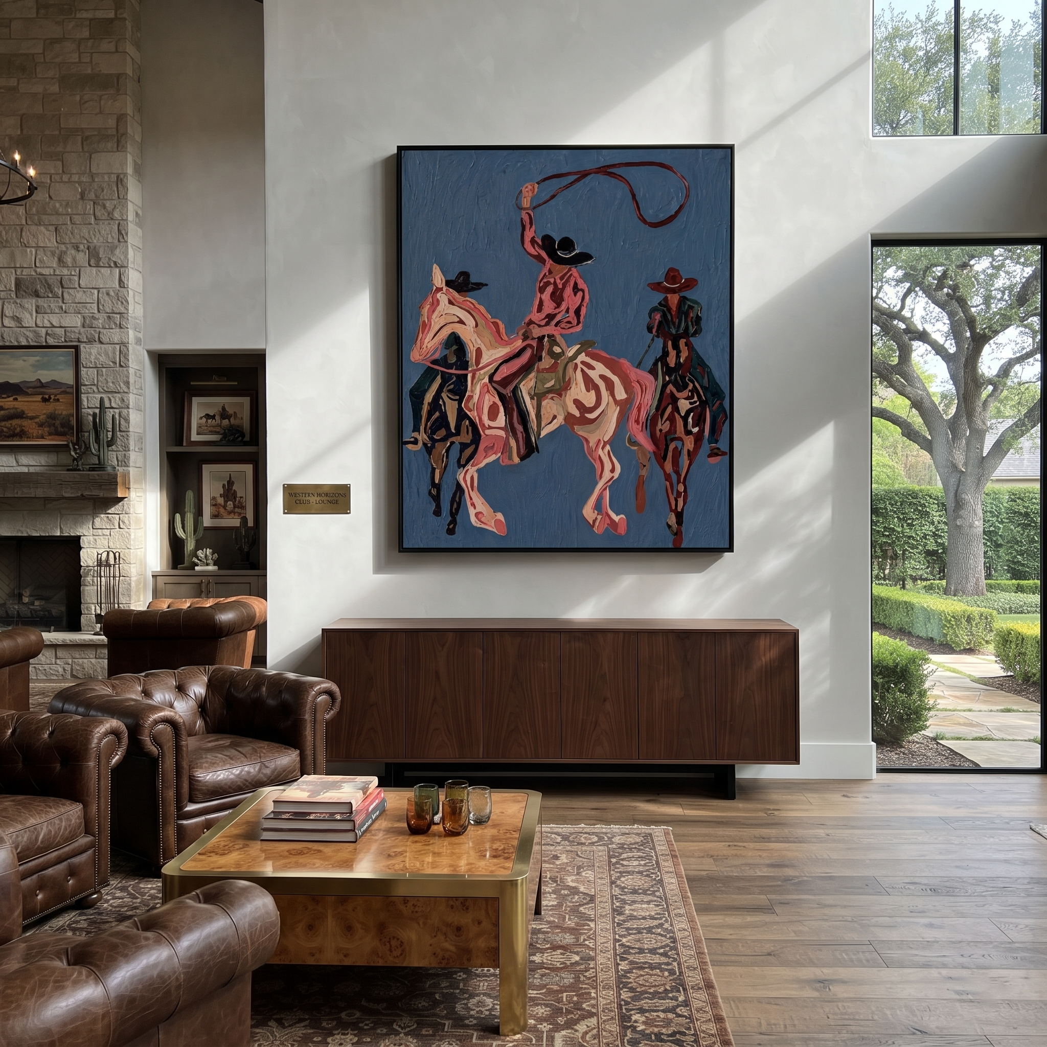 Rose Rope Threads Blue displayed in a layered residential setting