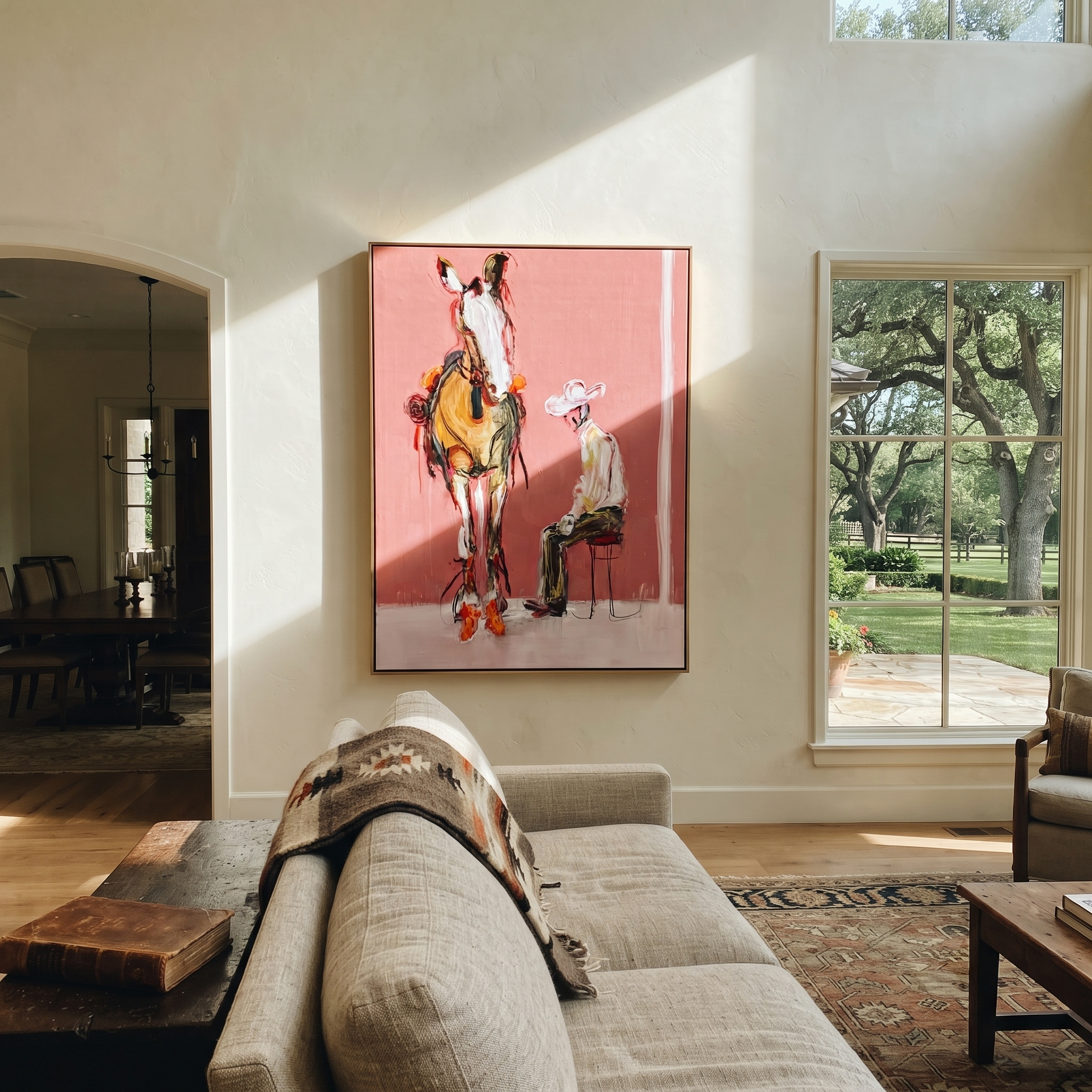 Quiet Chair Meets Horse styled with wood, linen, and modern decor