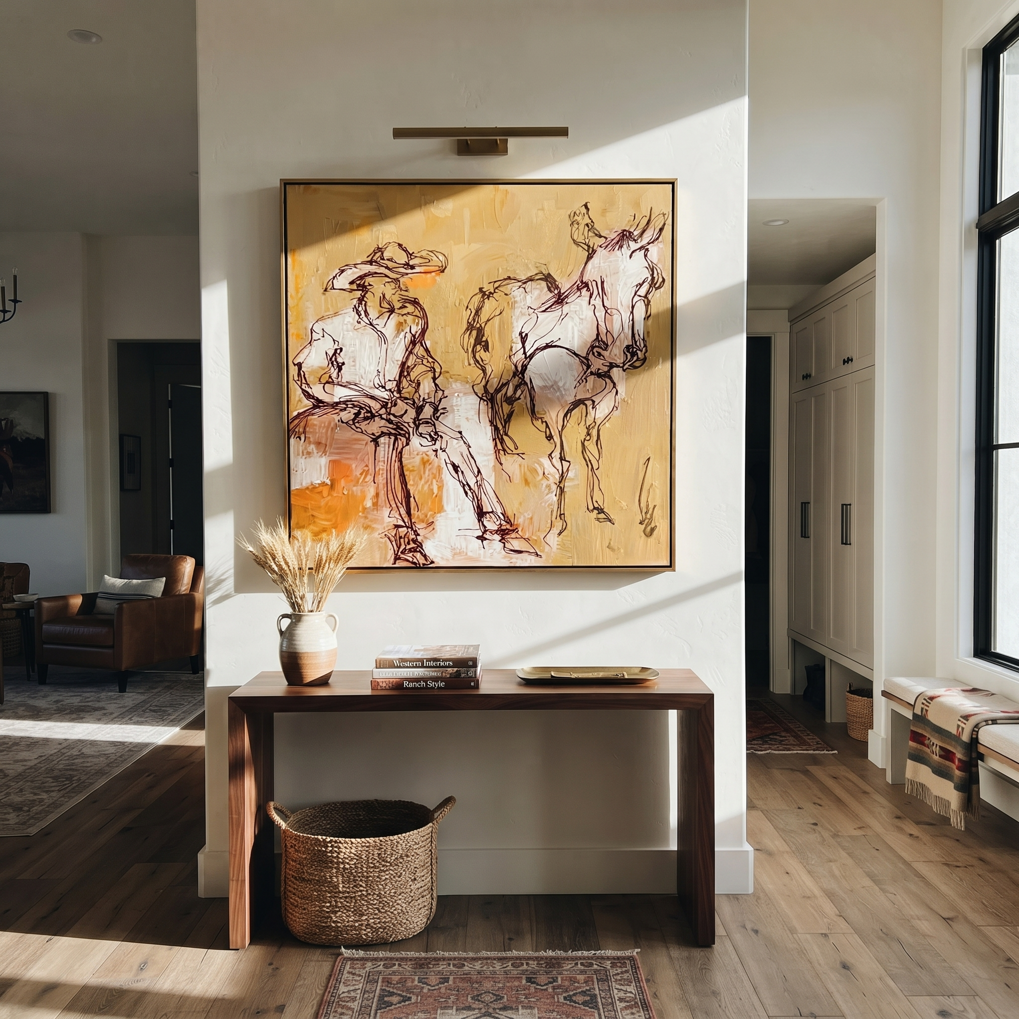 Pale Reins Pause Together displayed in a layered residential setting