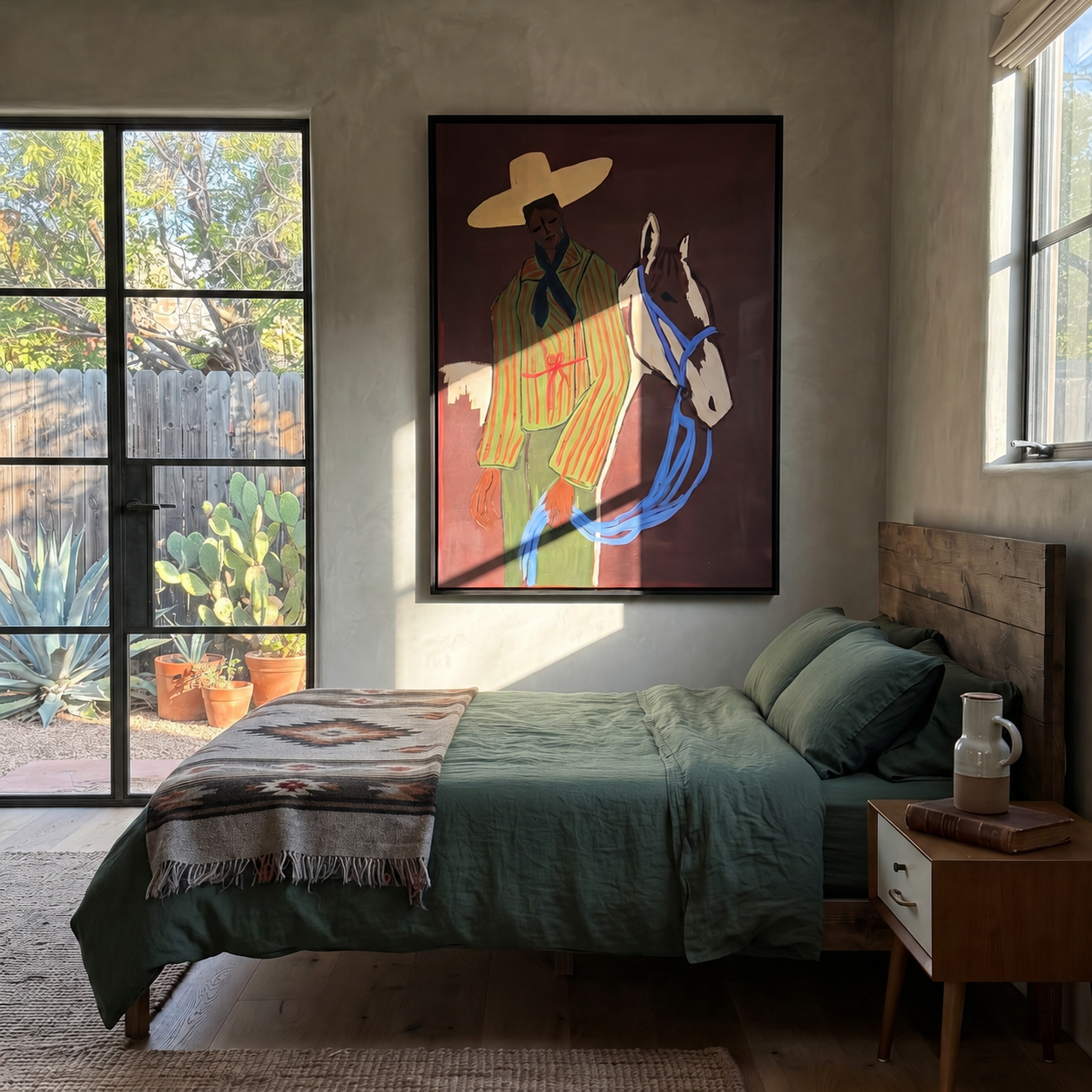 Blue Reins Cross Burgundy displayed in a layered residential setting