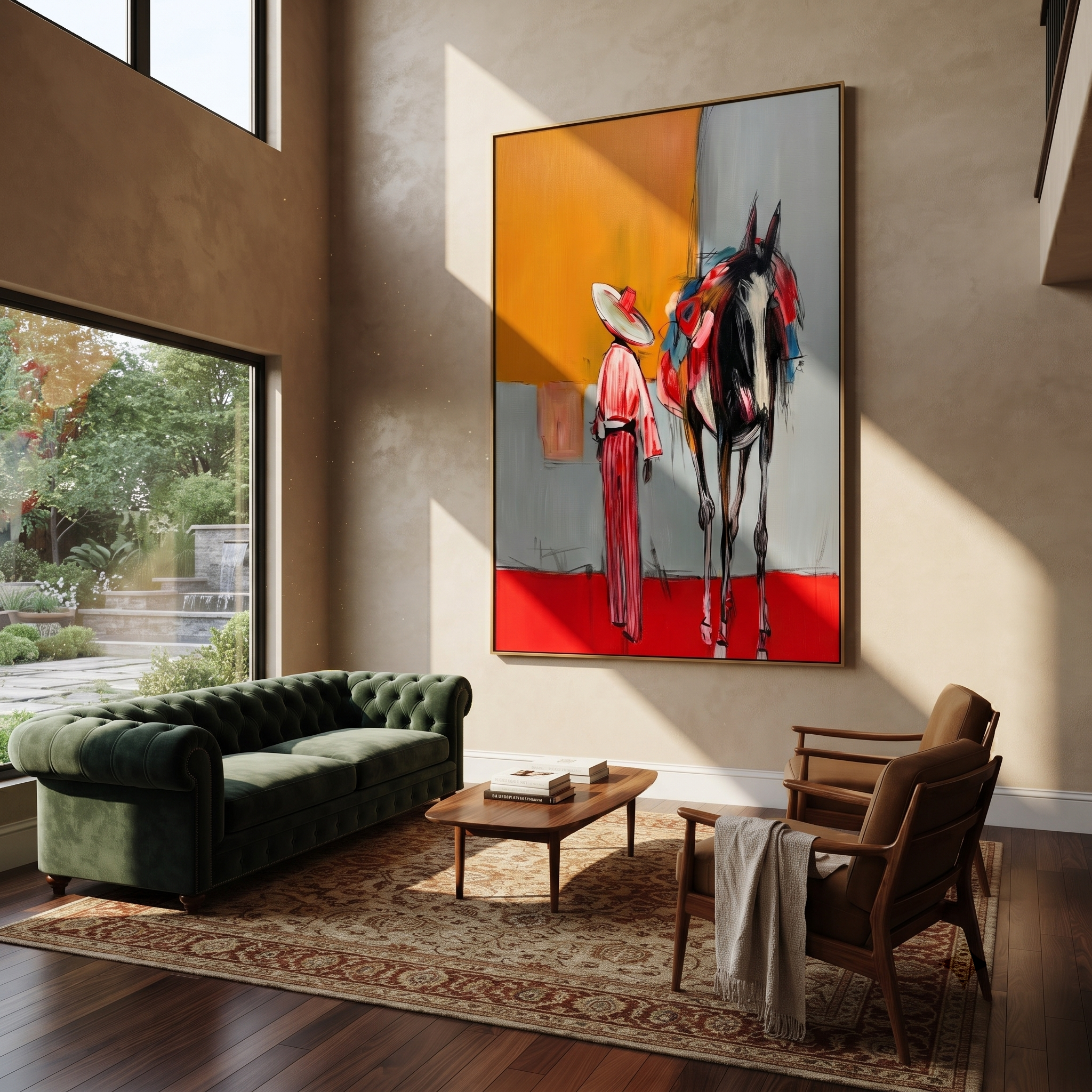 Red Hem Greets Midnight displayed in a collected contemporary interior