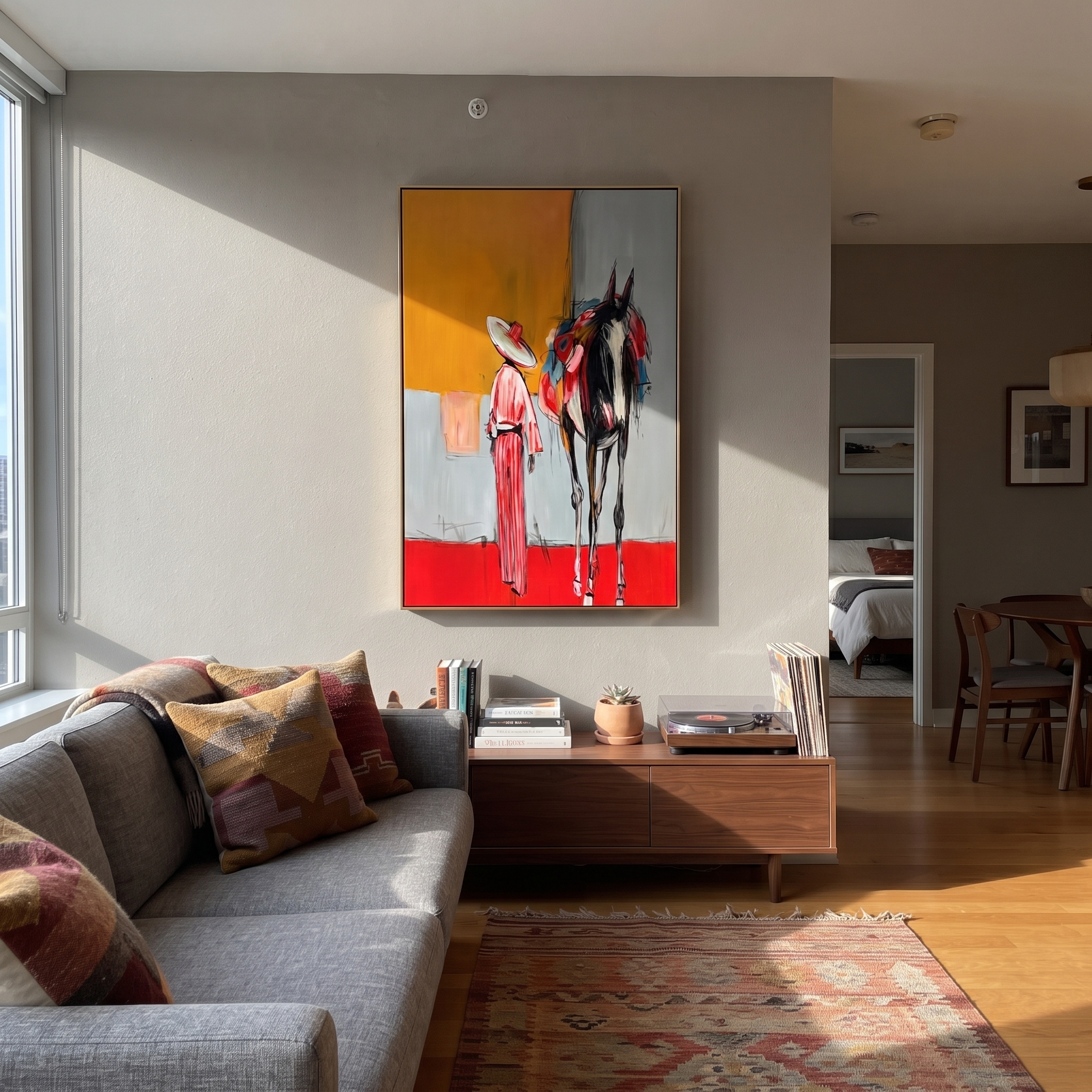 Red Hem Greets Midnight displayed in a layered residential setting