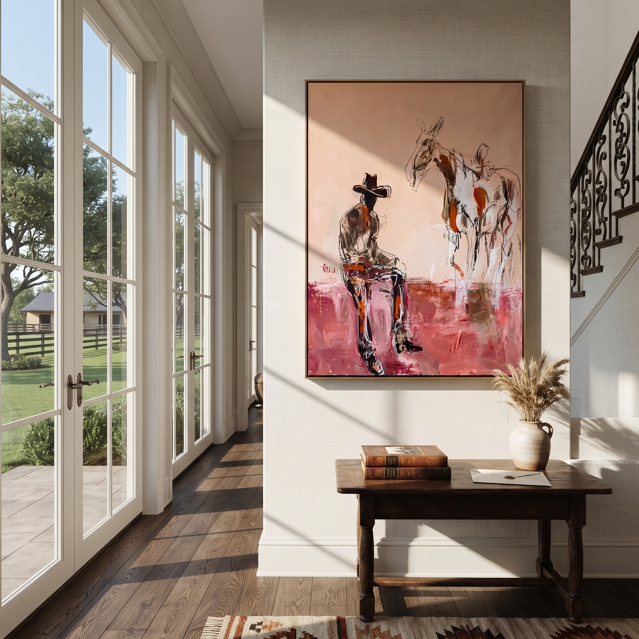 Blush Ground Holds Waiting displayed in a layered residential setting
