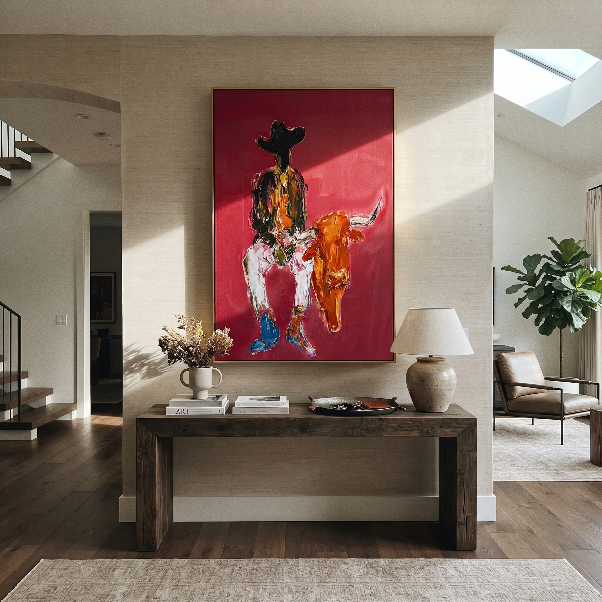 Rust Horns Lower Slowly styled with warm modern furnishings