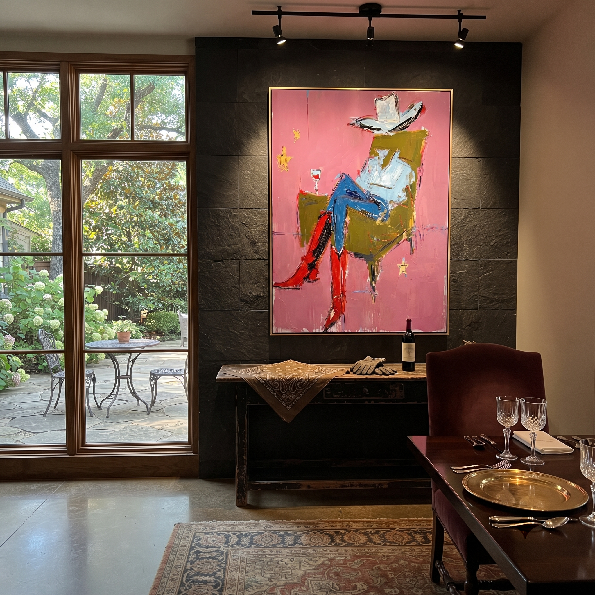 Red Boots Cross Rose displayed in a layered residential setting