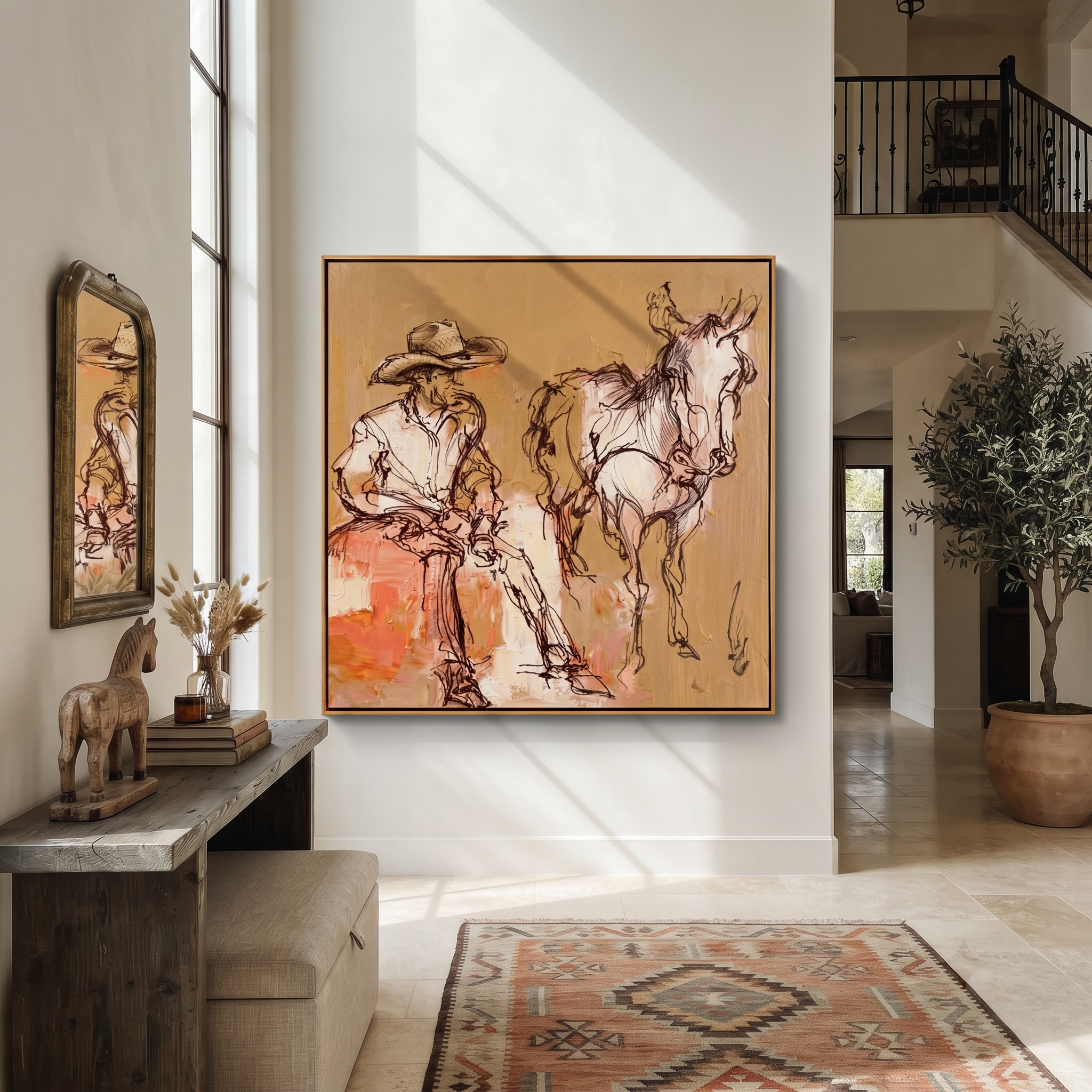 Sand Lines Hold Patience presented as a colorful interior focal point