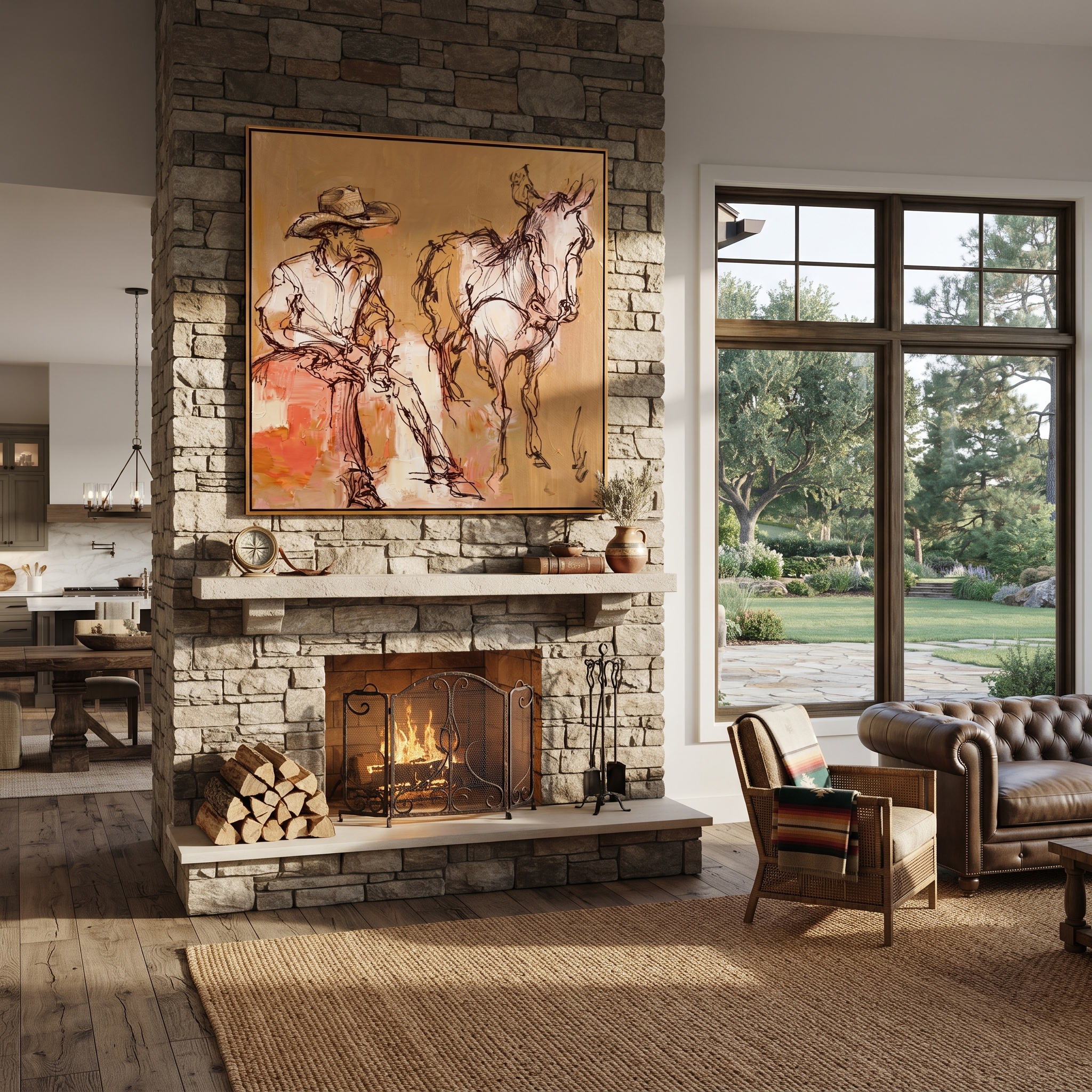 Sand Lines Hold Patience styled with wood, linen, and modern decor