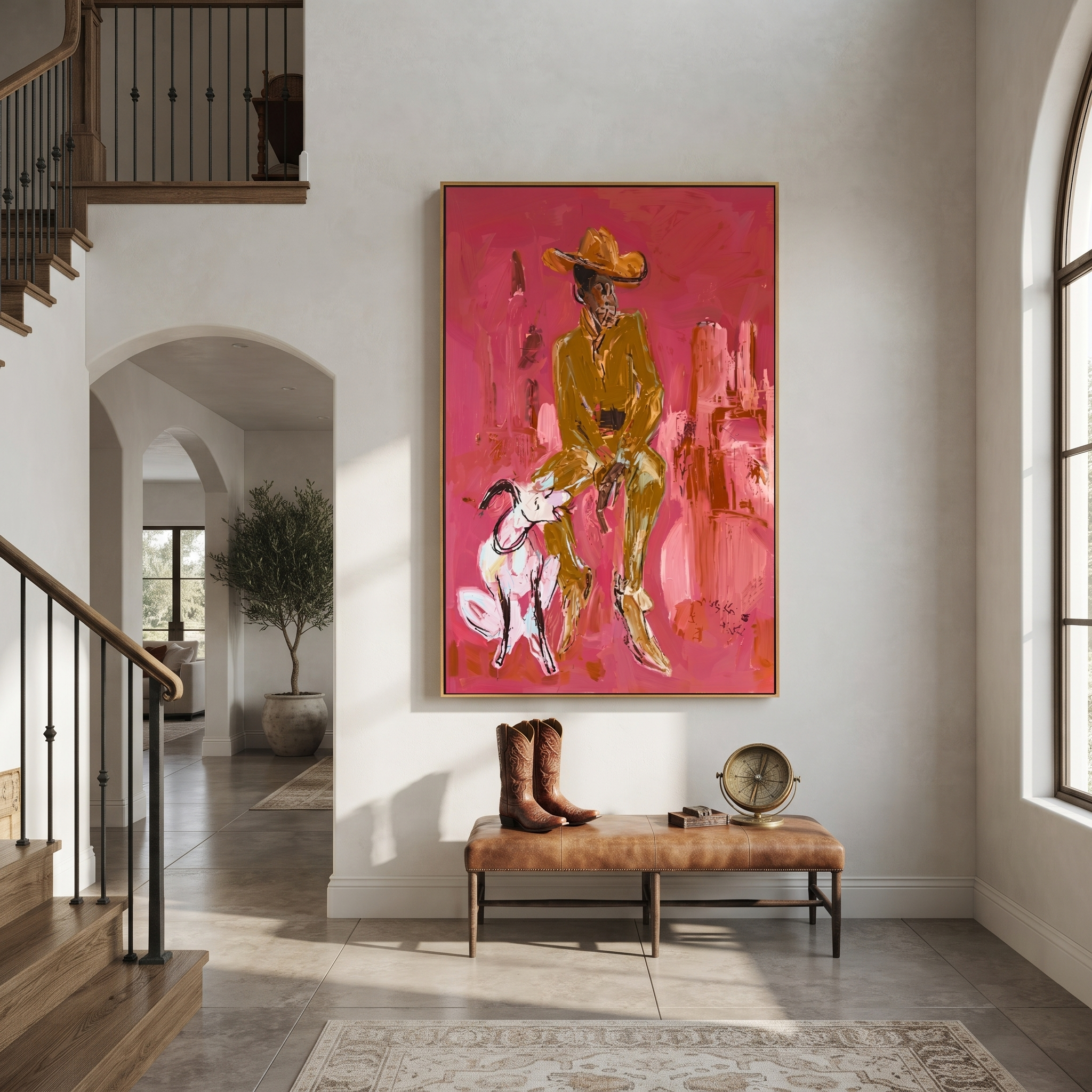 White Dog Waits Below styled with wood, linen, and modern decor