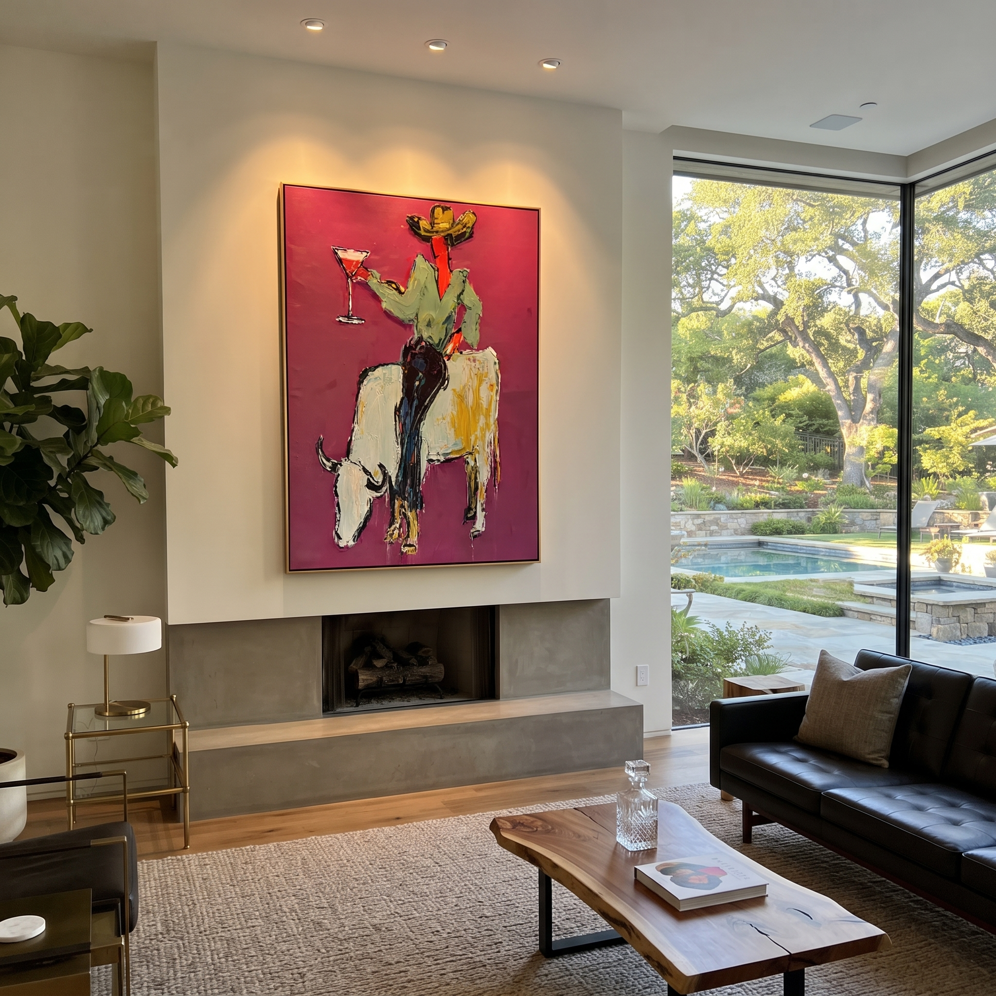 White Horns Carry Evening styled with warm modern furnishings