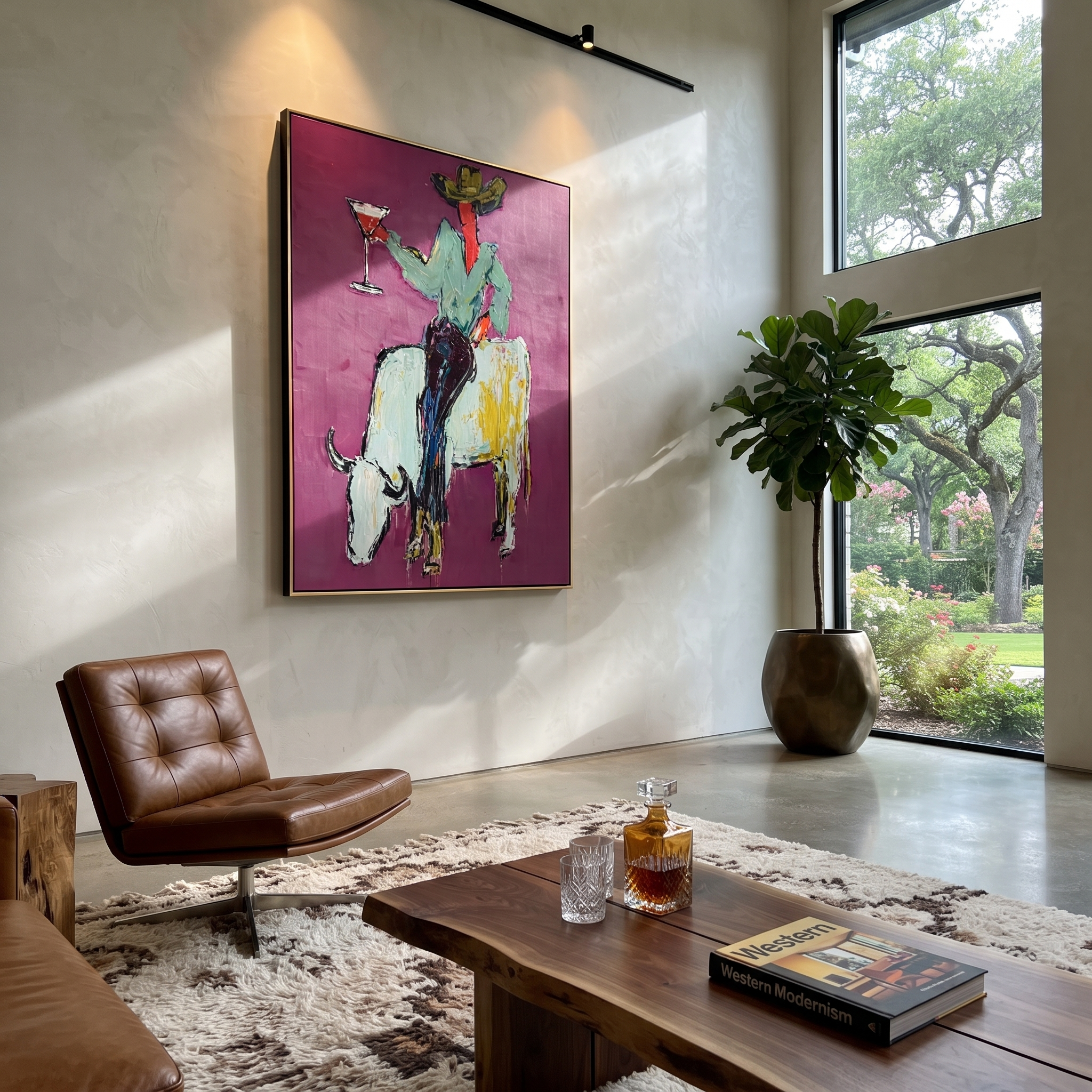 White Horns Carry Evening presented as a colorful interior focal point