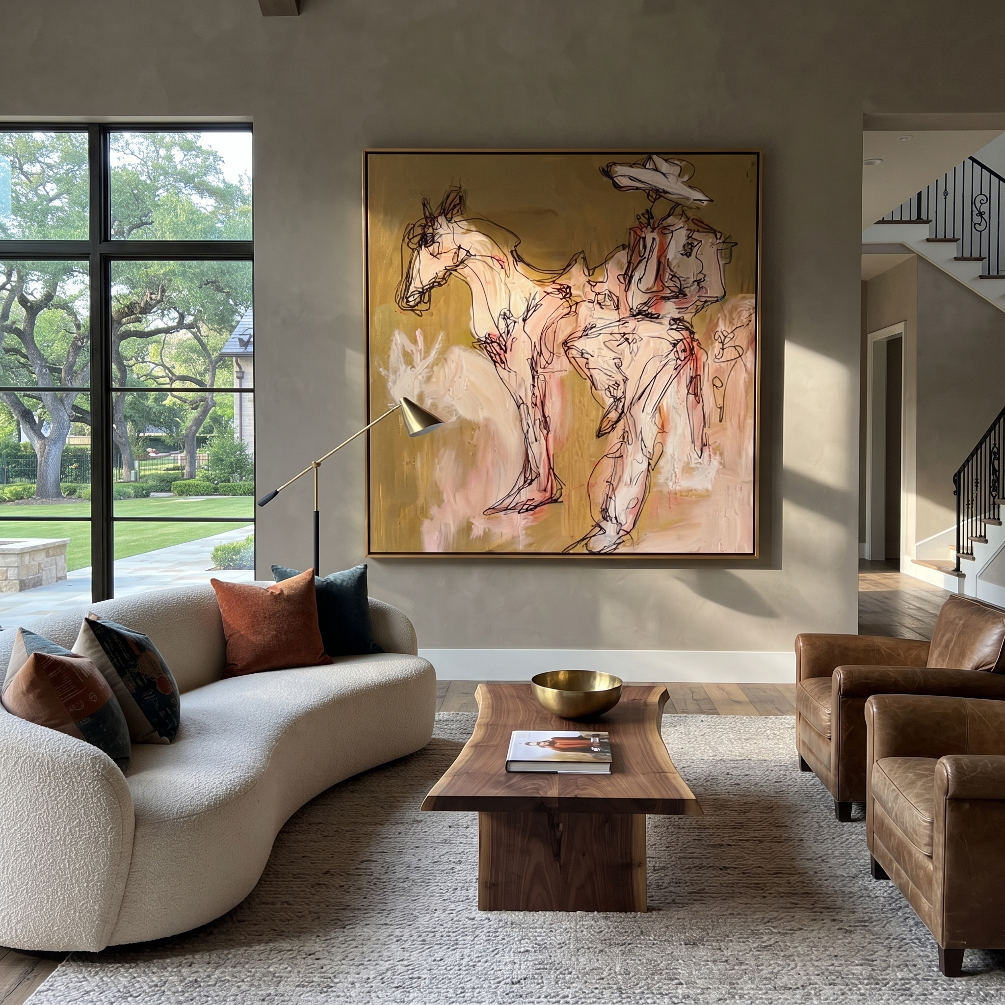 Pale Rider Waits Ochre styled with wood, linen, and modern decor