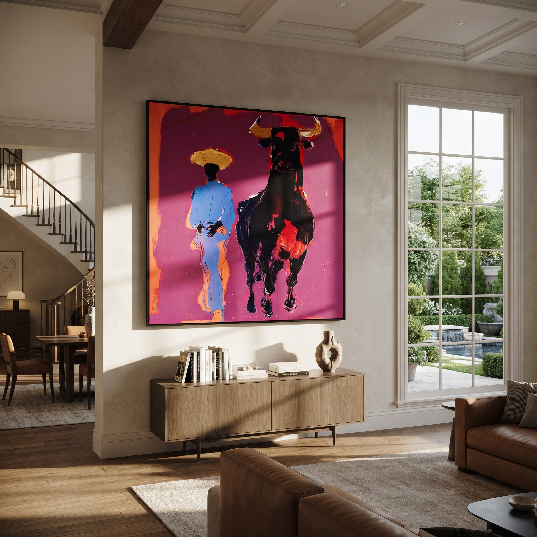 Blue Suit Walks Shadow displayed in a collected contemporary interior