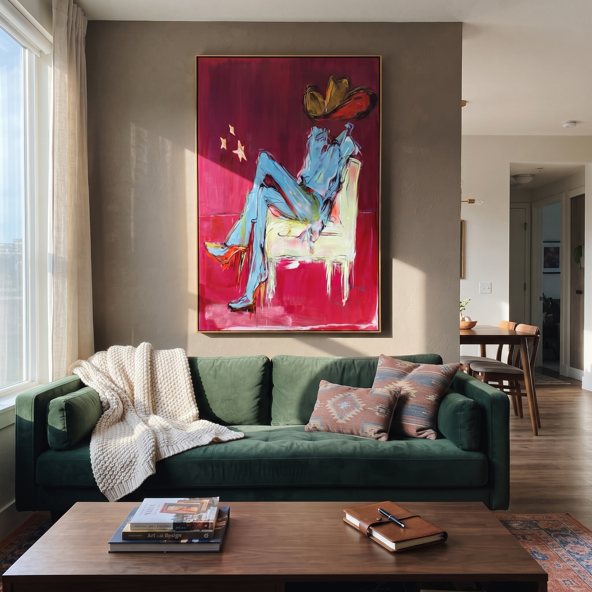 Blue Boots Rest Quietly displayed in a layered residential setting