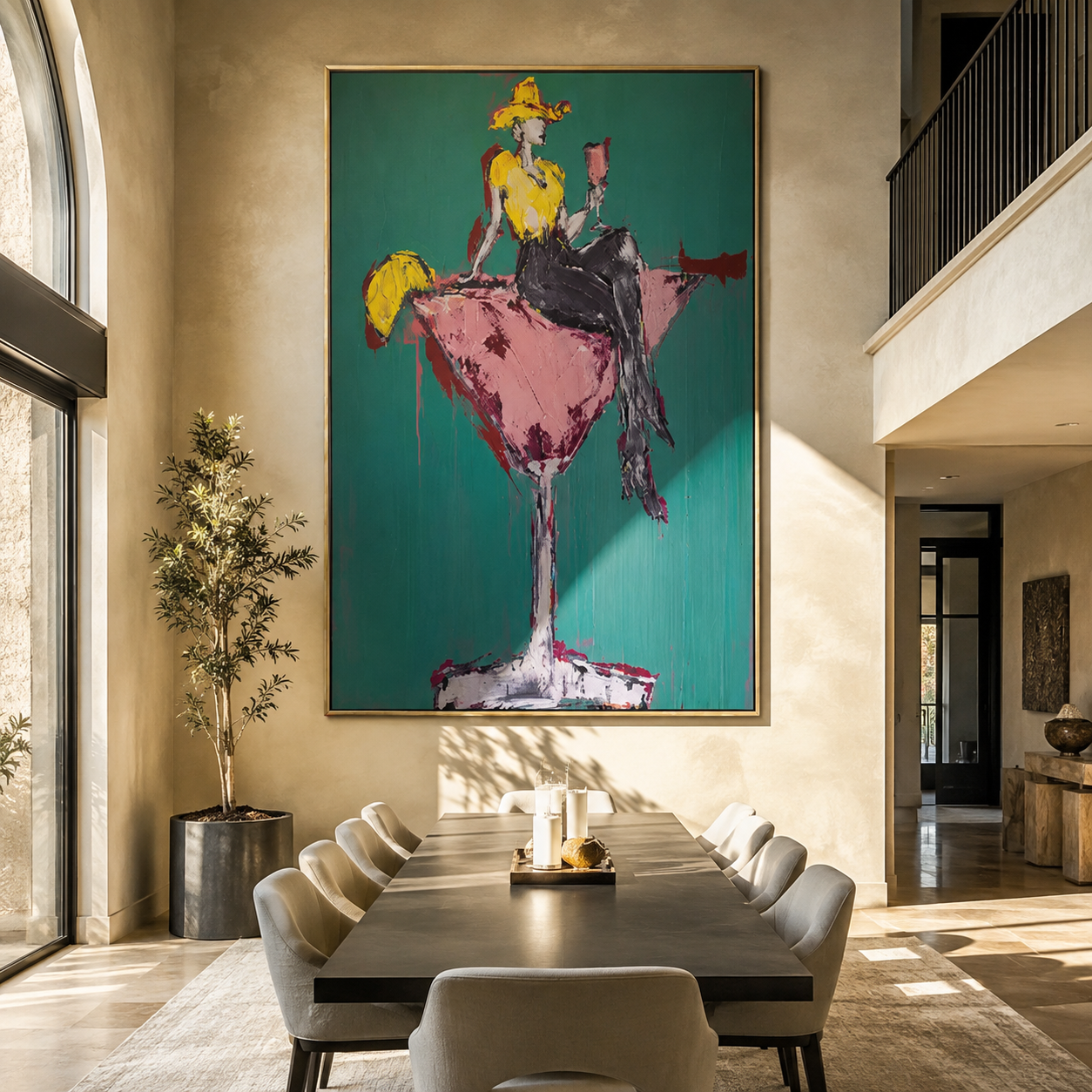 Golden Cowgirl Holds Rose displayed in a layered residential setting