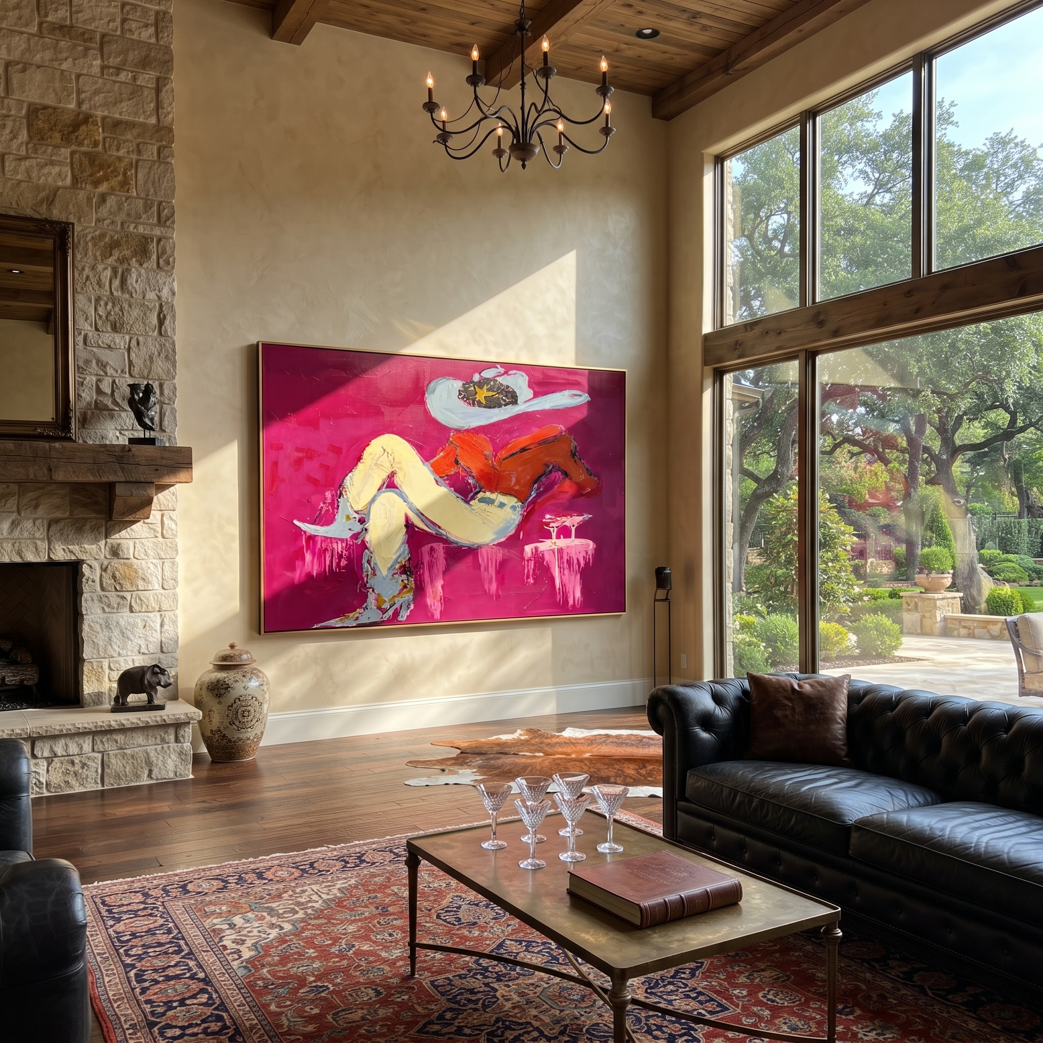 Red Shirt Dreams Sideways styled with warm modern furnishings
