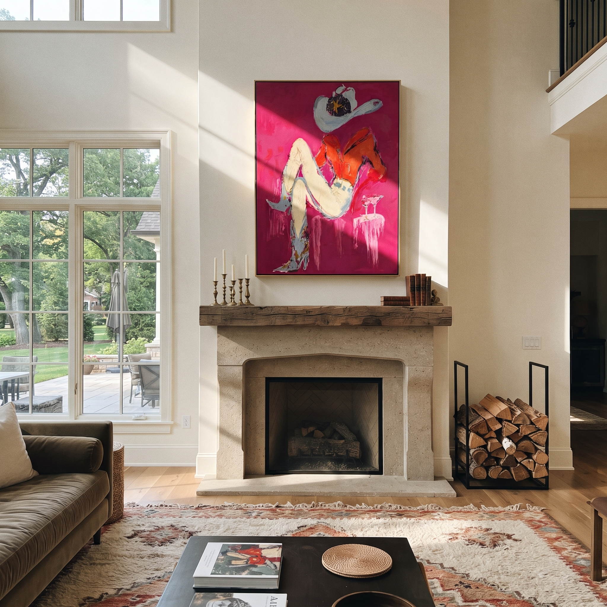 Scarlet Hat Guards Rest styled with warm modern furnishings