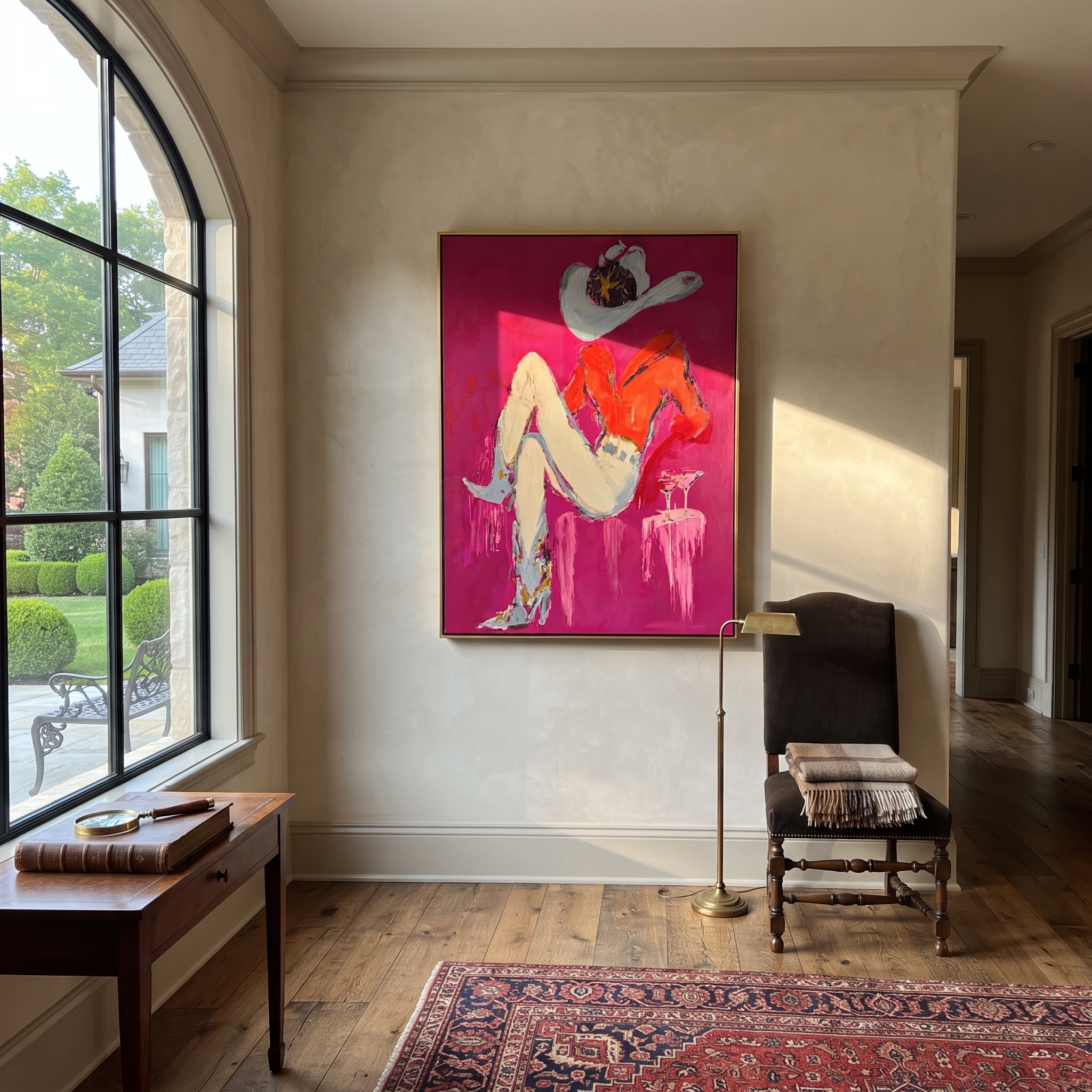 Scarlet Hat Guards Rest presented as a colorful interior focal point