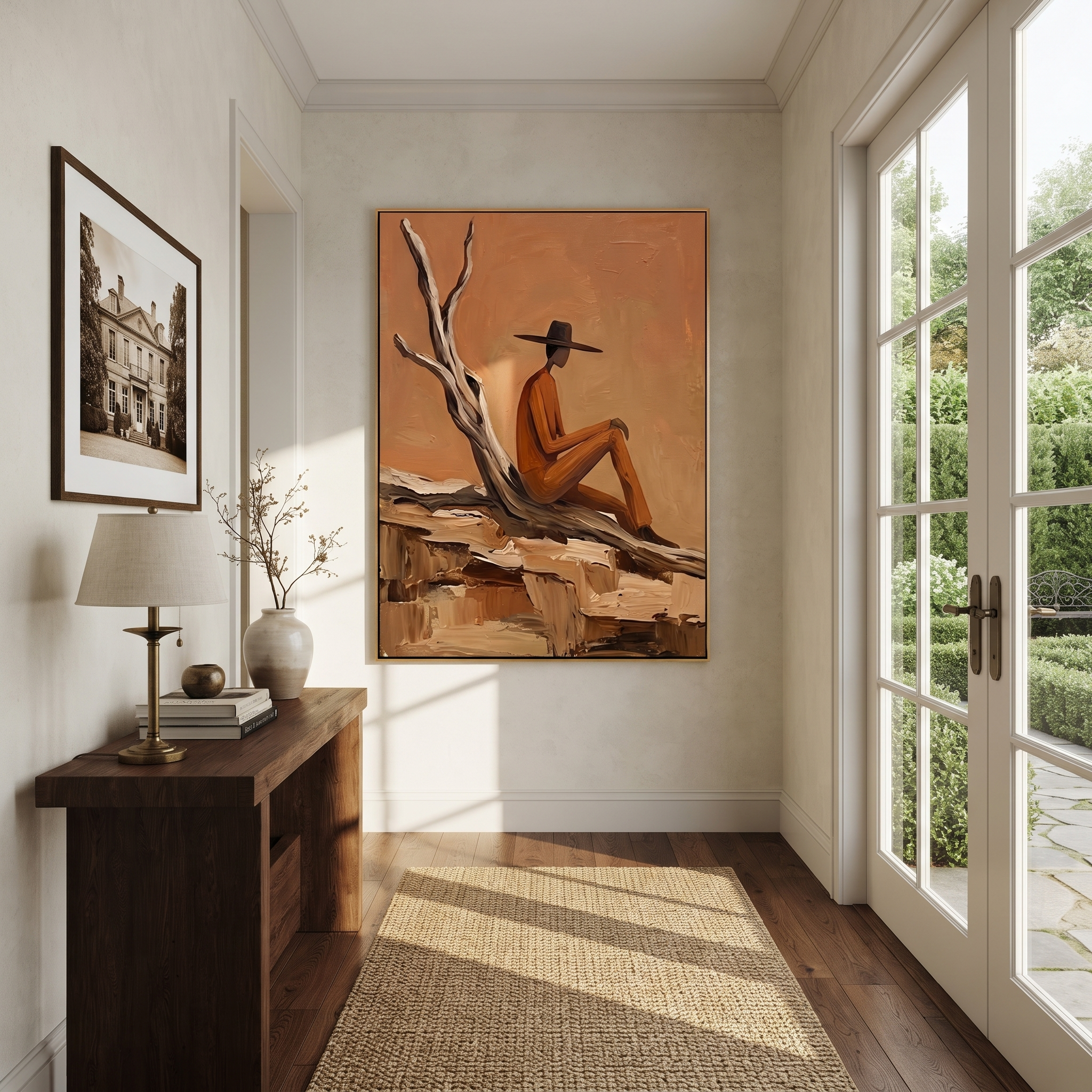 Deadwood Keeps His Counsel styled with wood, linen, and modern decor