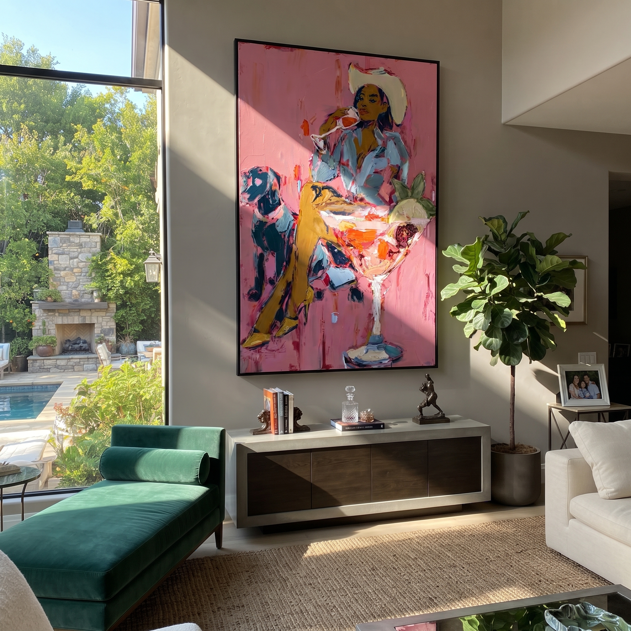 Pink Cocktails Guard Company presented as a colorful interior focal point