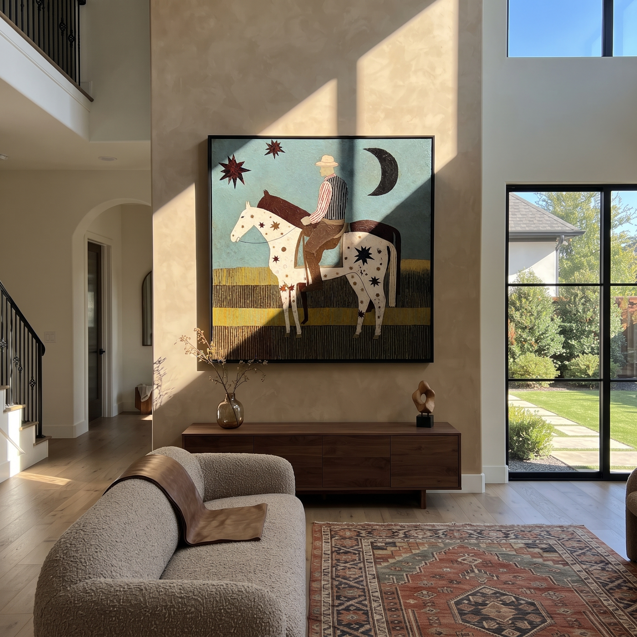 Star Horse Crosses Moonlight displayed in a collected contemporary interior