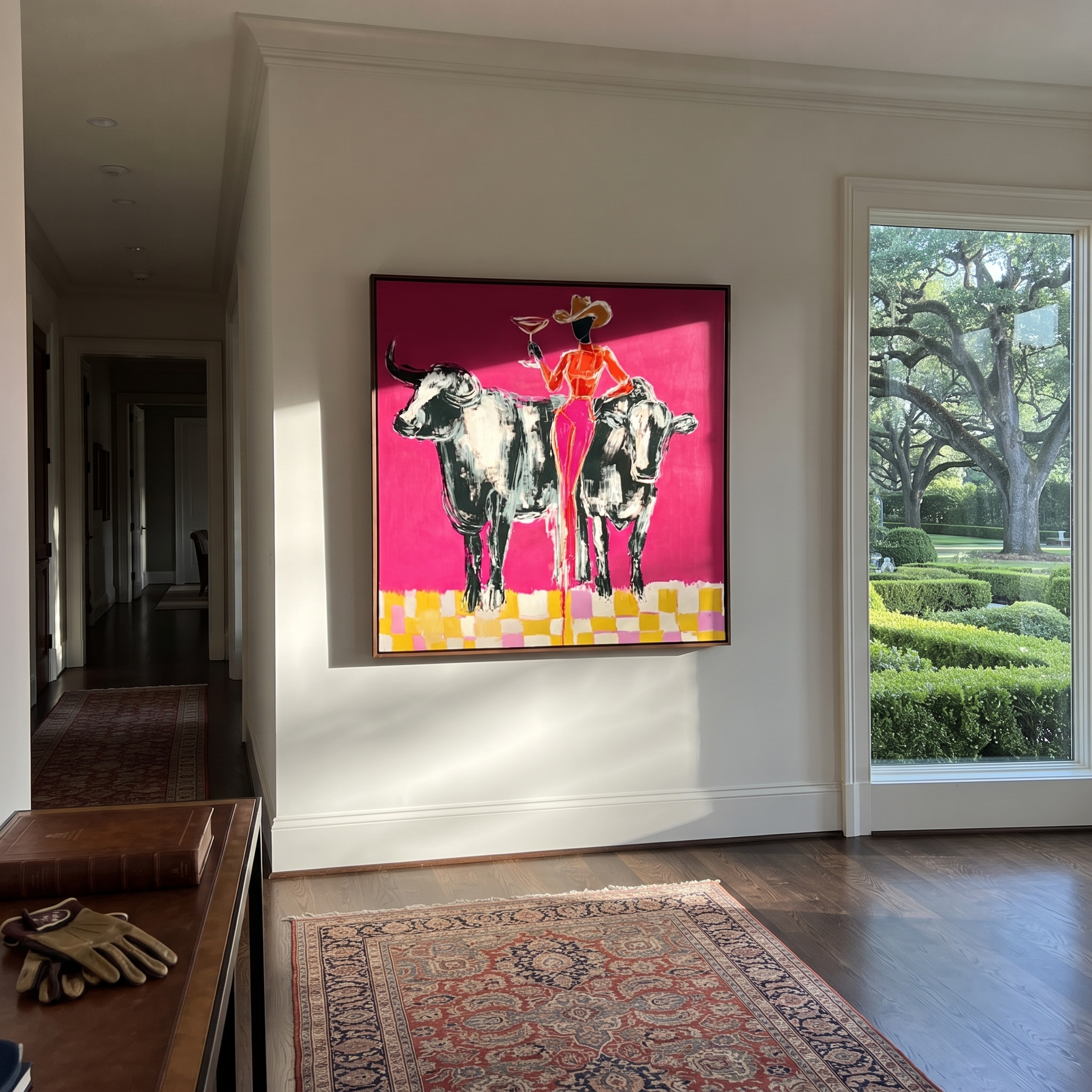 Twin Bulls Frame Toast presented as a colorful interior focal point