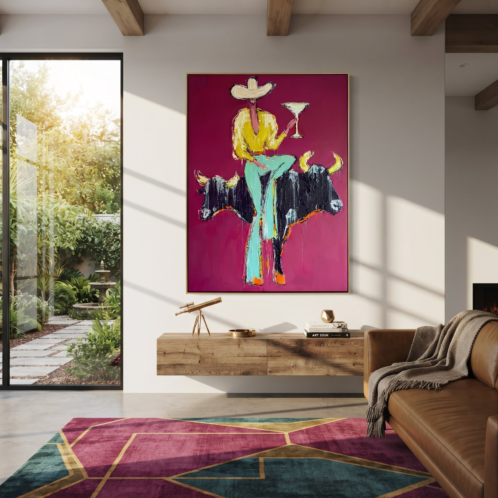 Two Horns Hold Balance displayed in a collected contemporary interior