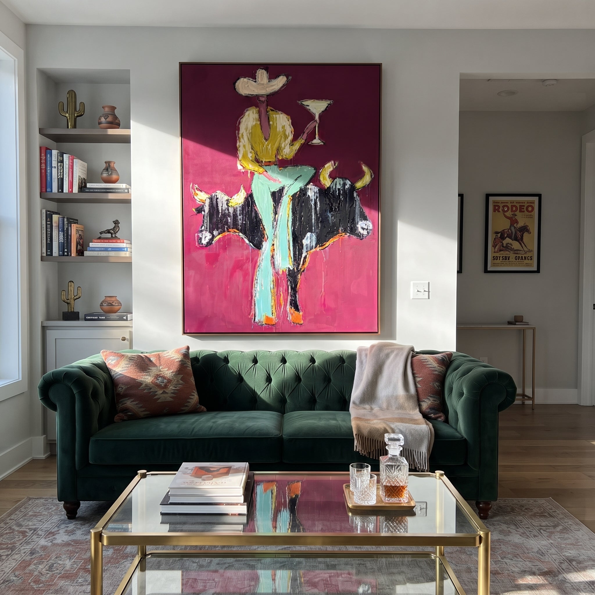 Two Horns Hold Balance presented as a colorful interior focal point