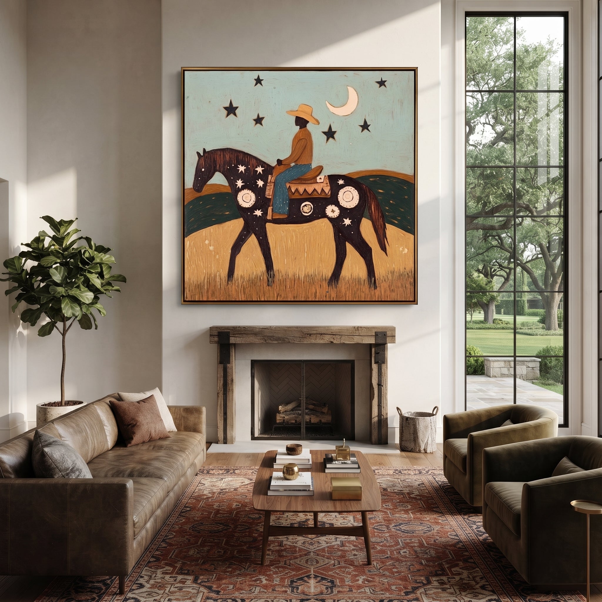 Crescent Guides Star Horse styled with warm modern furnishings