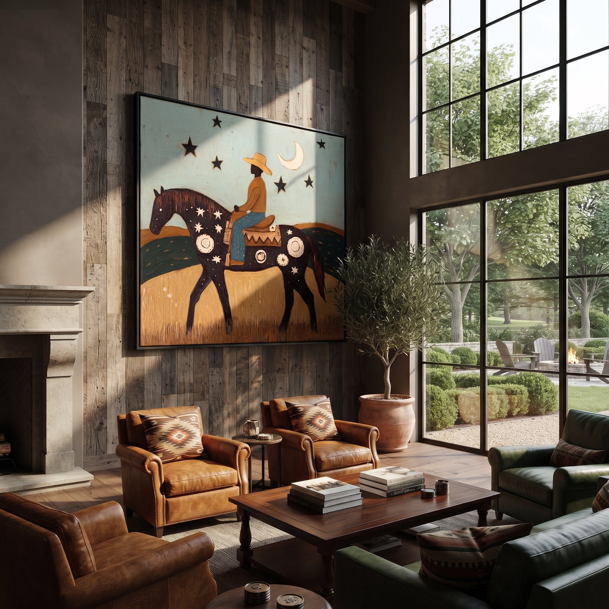 Crescent Guides Star Horse presented as a colorful interior focal point