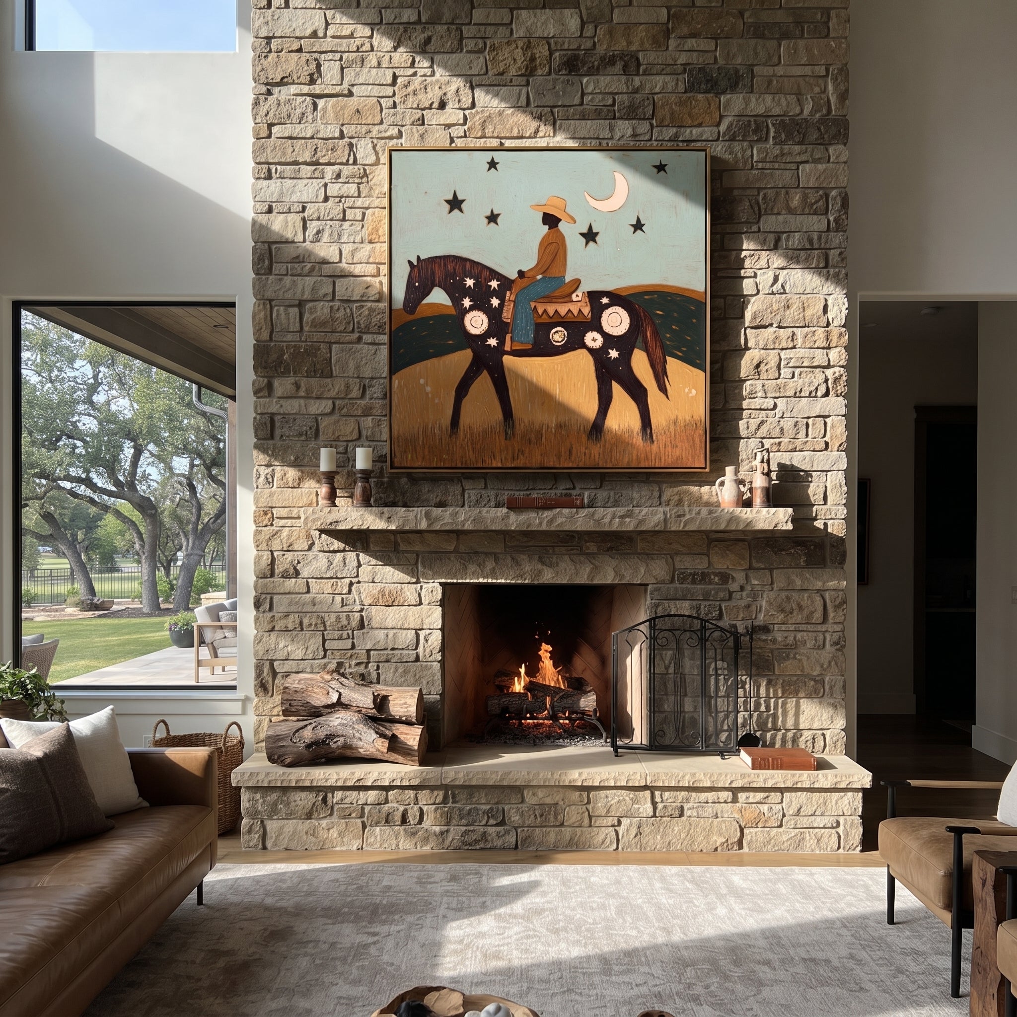 Crescent Guides Star Horse displayed in a layered residential setting