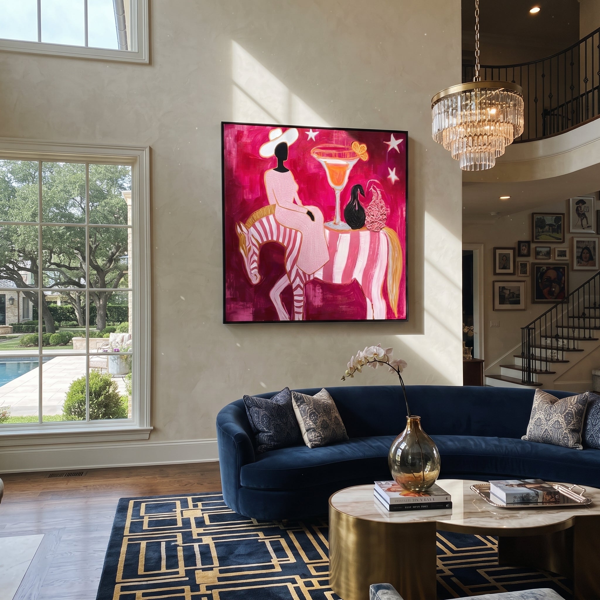 Striped Horse Serves Sunset styled with warm modern furnishings