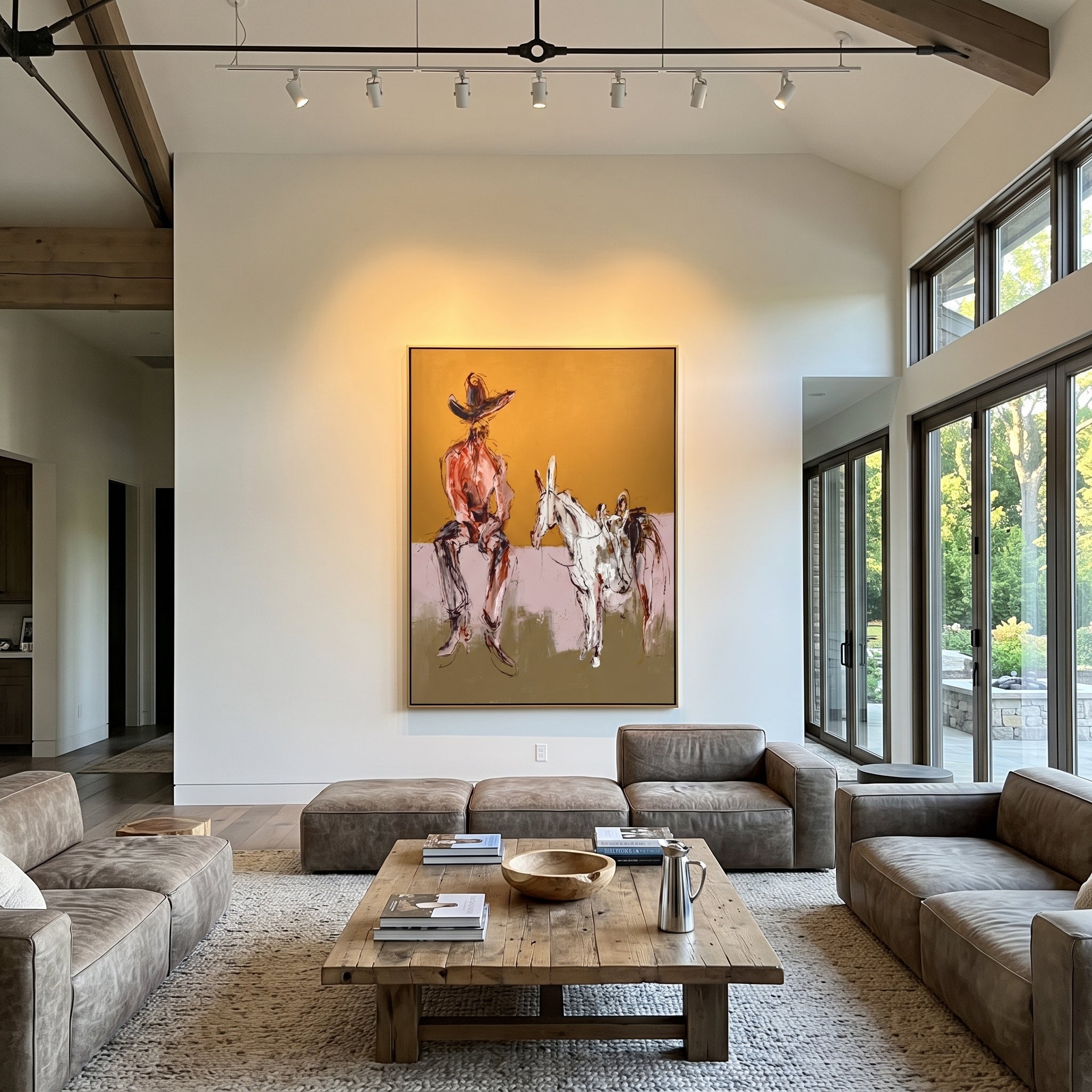 Two Horses Wait Nearby styled with wood, linen, and modern decor