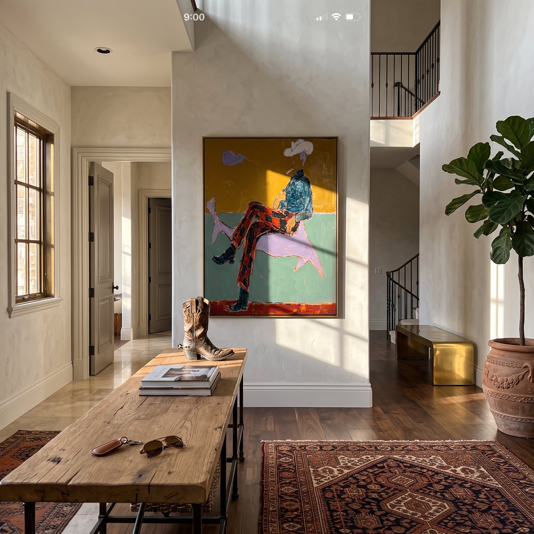 Plaid Legs Cross Silver presented as a colorful interior focal point