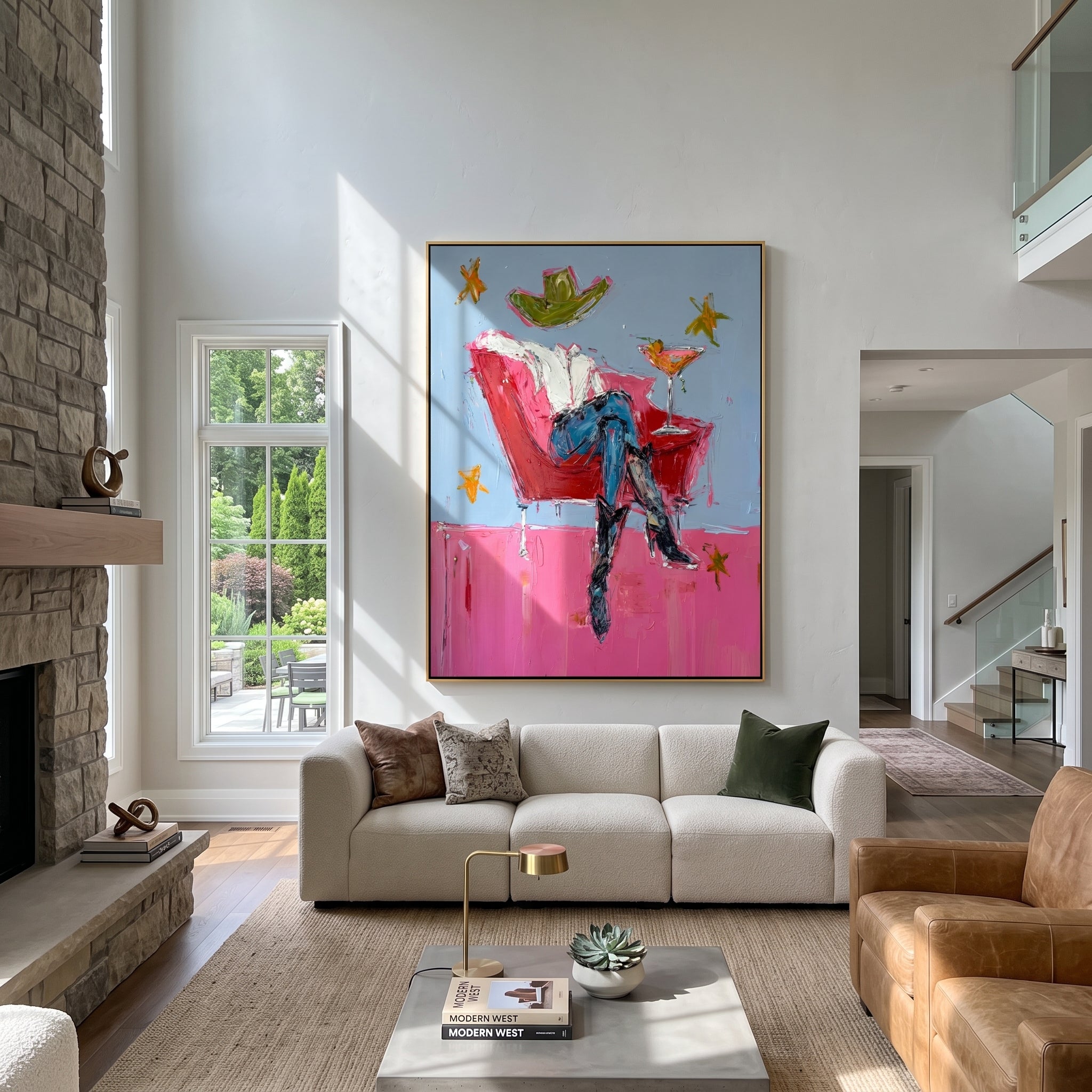 Red Chair Floats Blue displayed in a collected contemporary interior