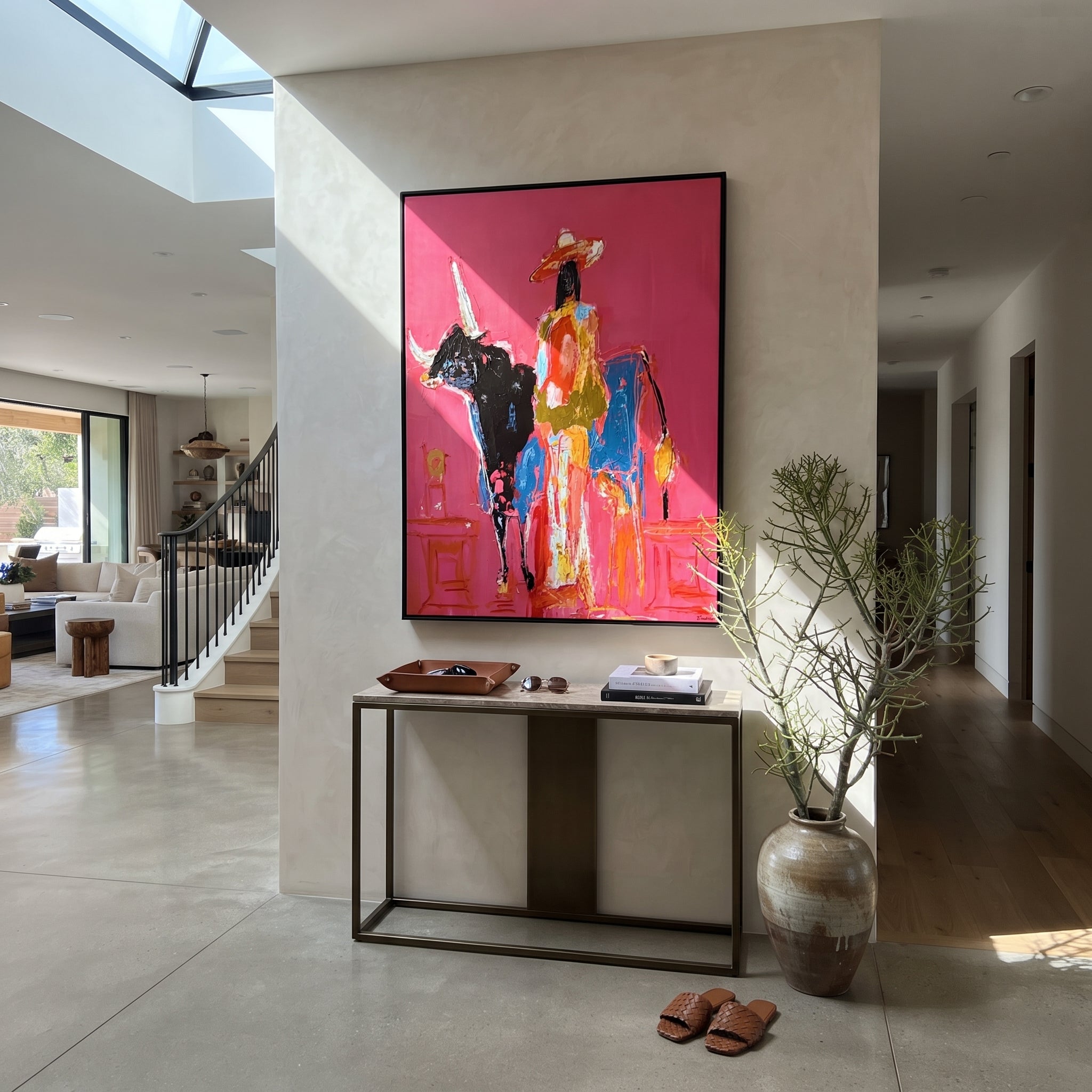 Flowing Dress Rides Midnight displayed in a collected contemporary interior