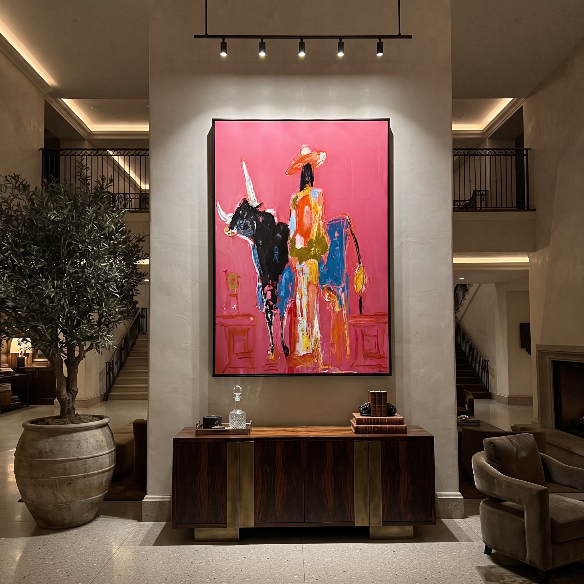 Flowing Dress Rides Midnight styled with warm modern furnishings