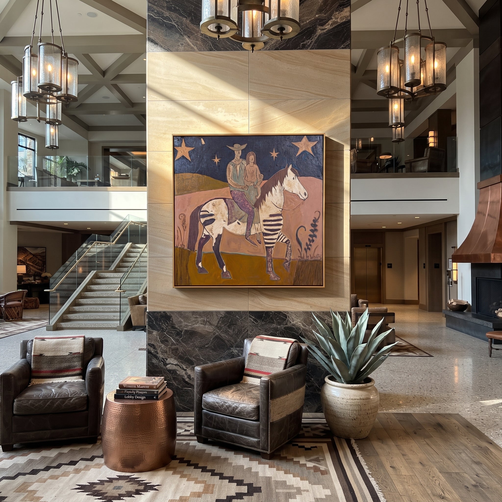 Two Riders Follow Stars styled with wood, linen, and modern decor