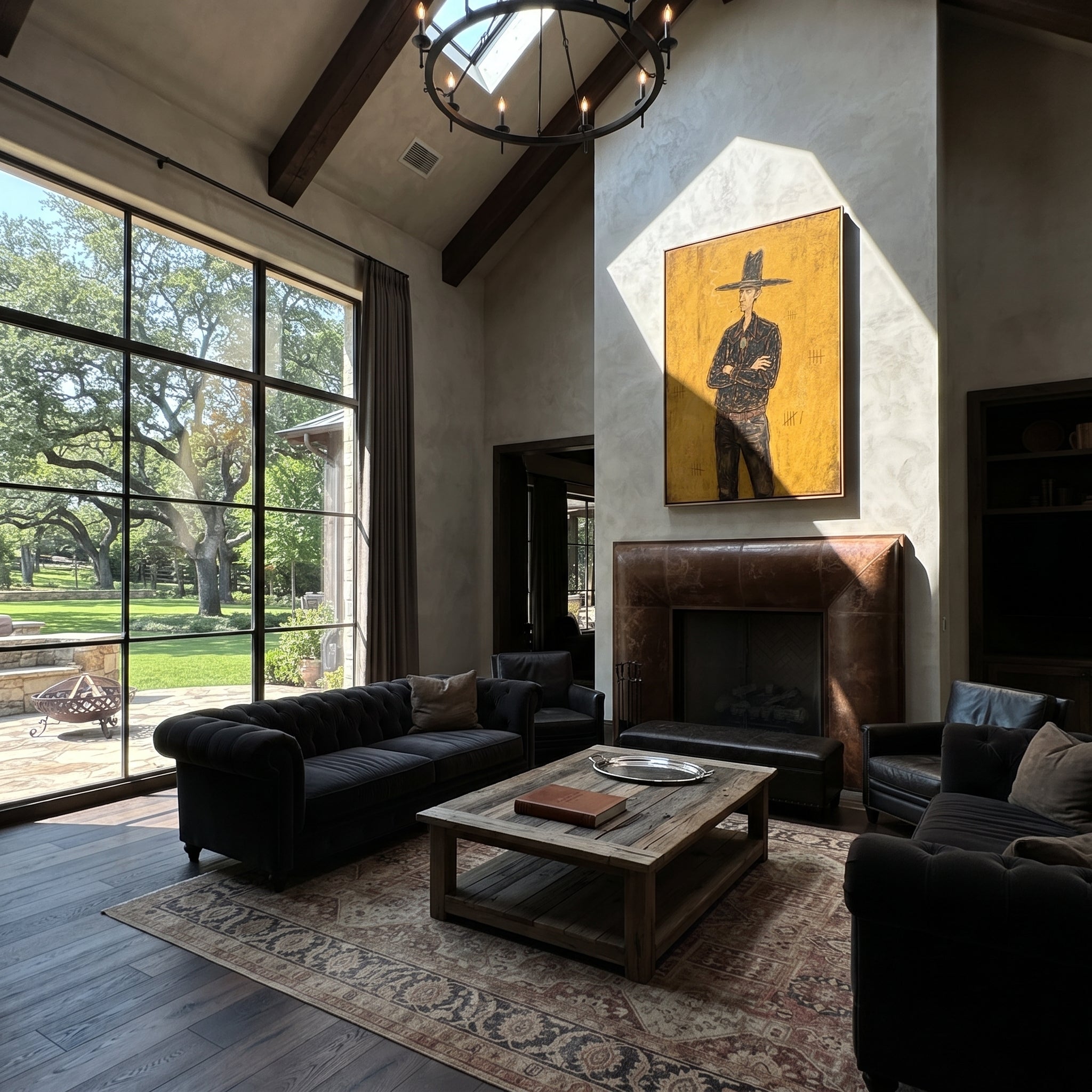 Black Hat Counts Time styled with wood, linen, and modern decor