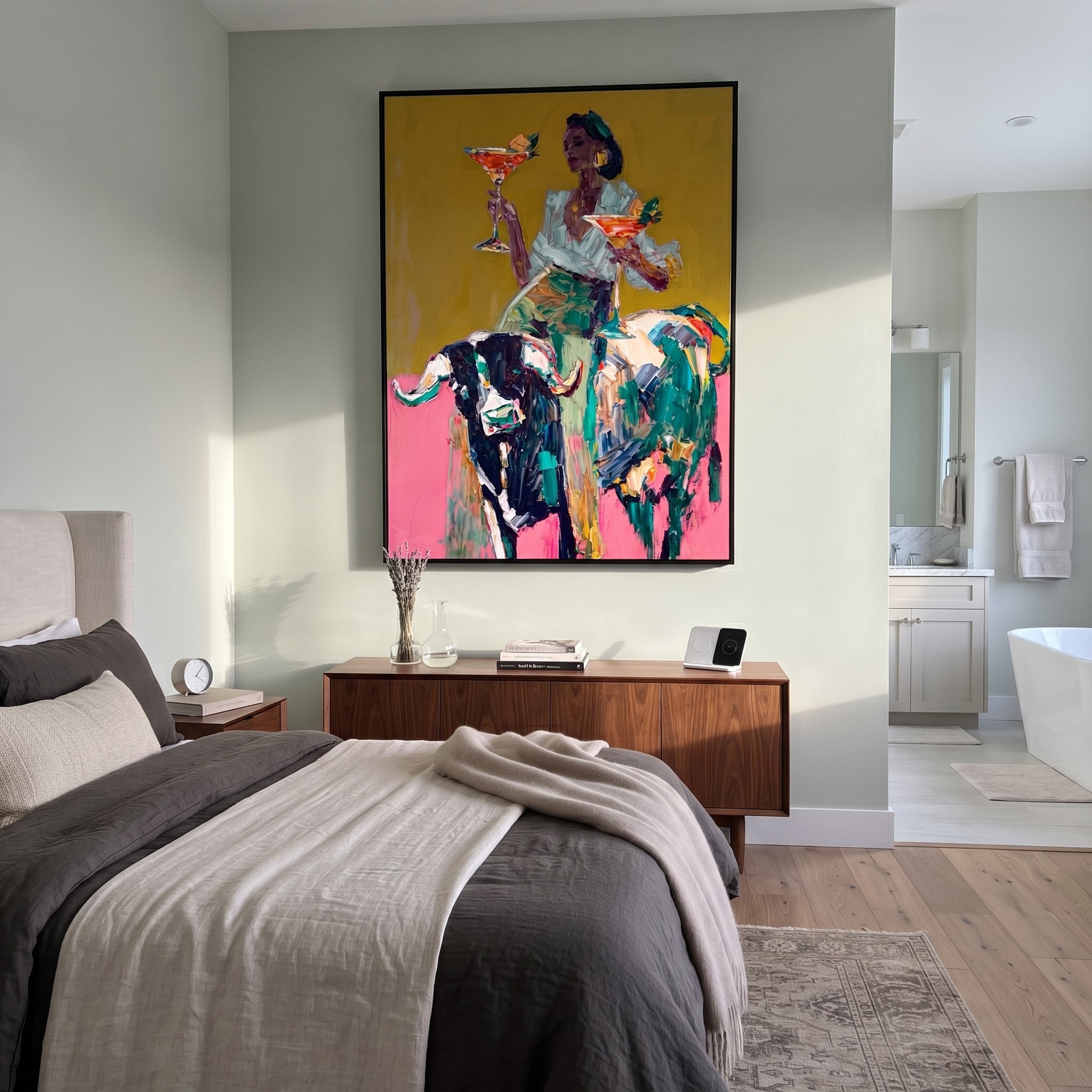 Two Glasses Ride Color displayed in a layered residential setting