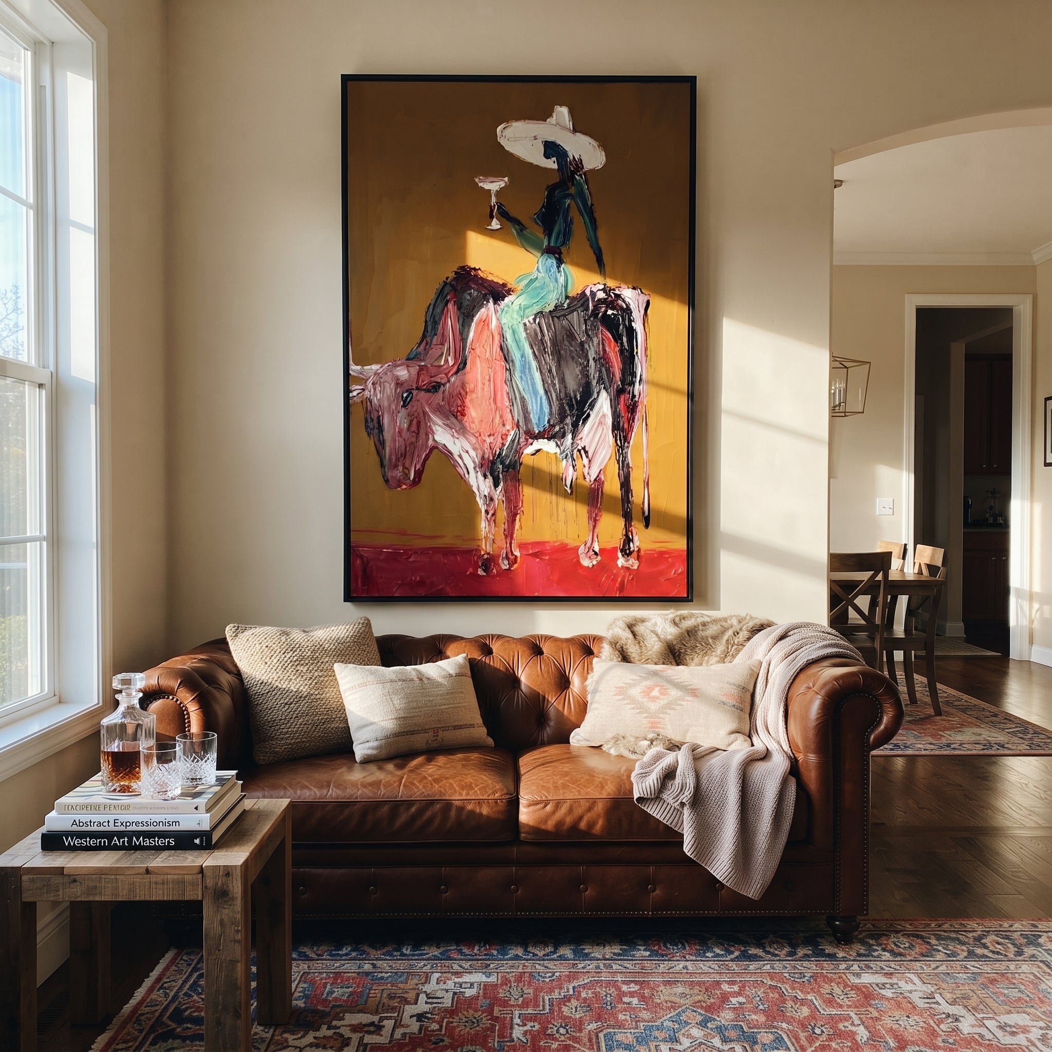 Brown Horns Carry Teal presented as a colorful interior focal point